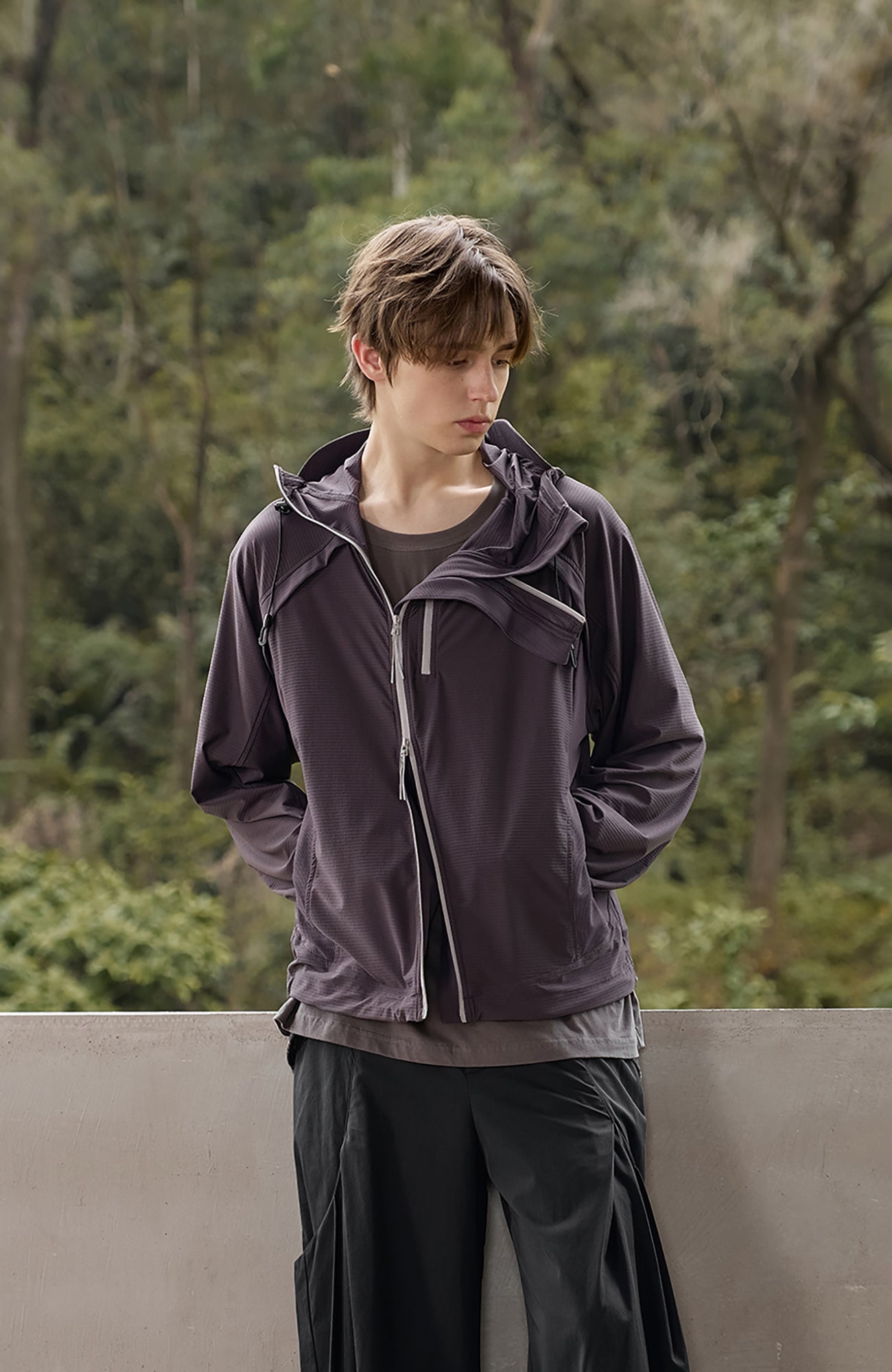 MOITIEDEPETALE Dual-Zip Cooling UV Protection Hooded Jacket