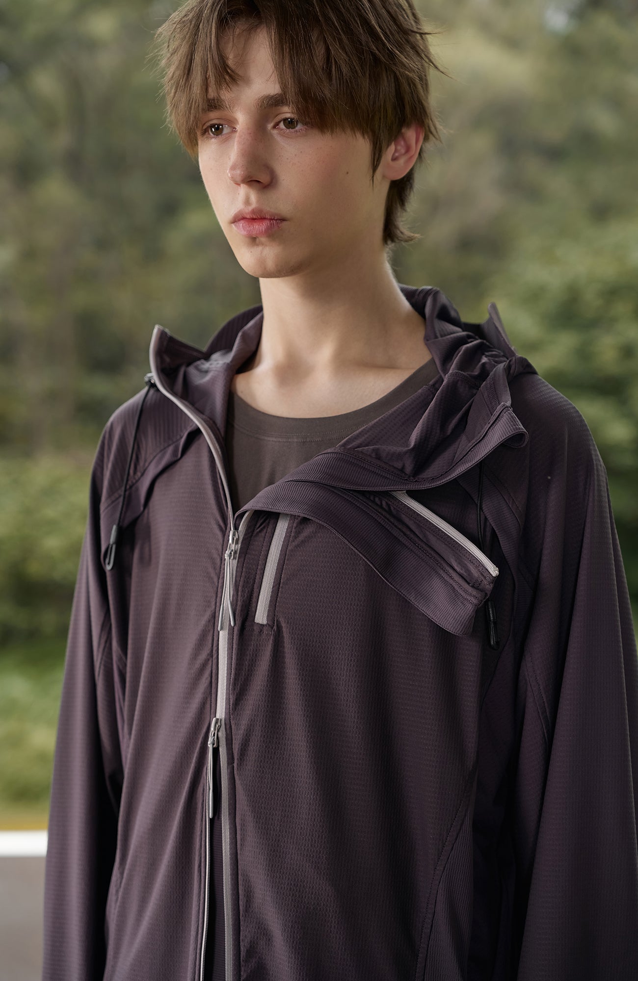 MOITIEDEPETALE Dual-Zip Cooling UV Protection Hooded Jacket
