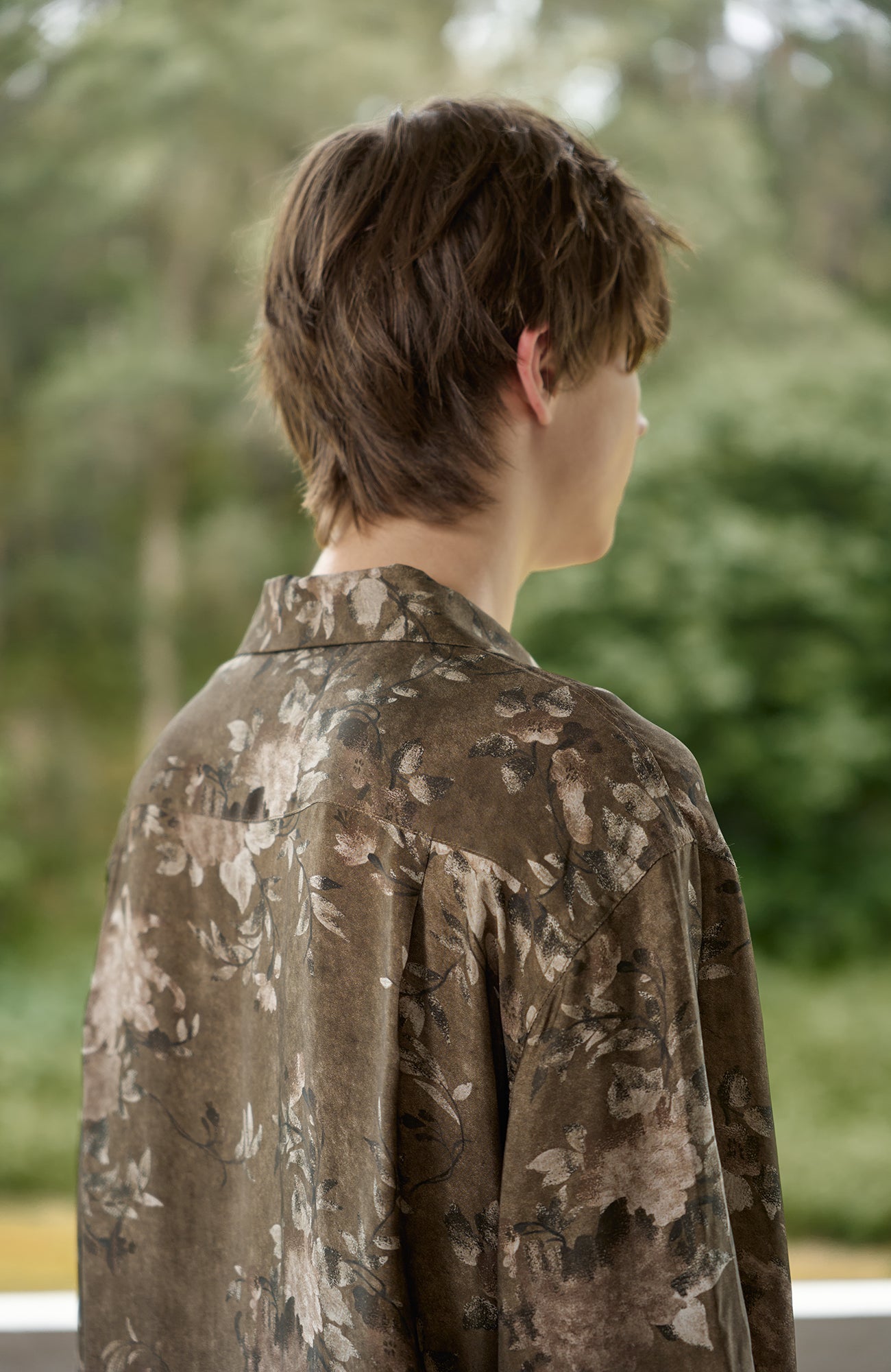 MOITIEDEPETALE Retro Vine Cupro-Blend Half Shirt