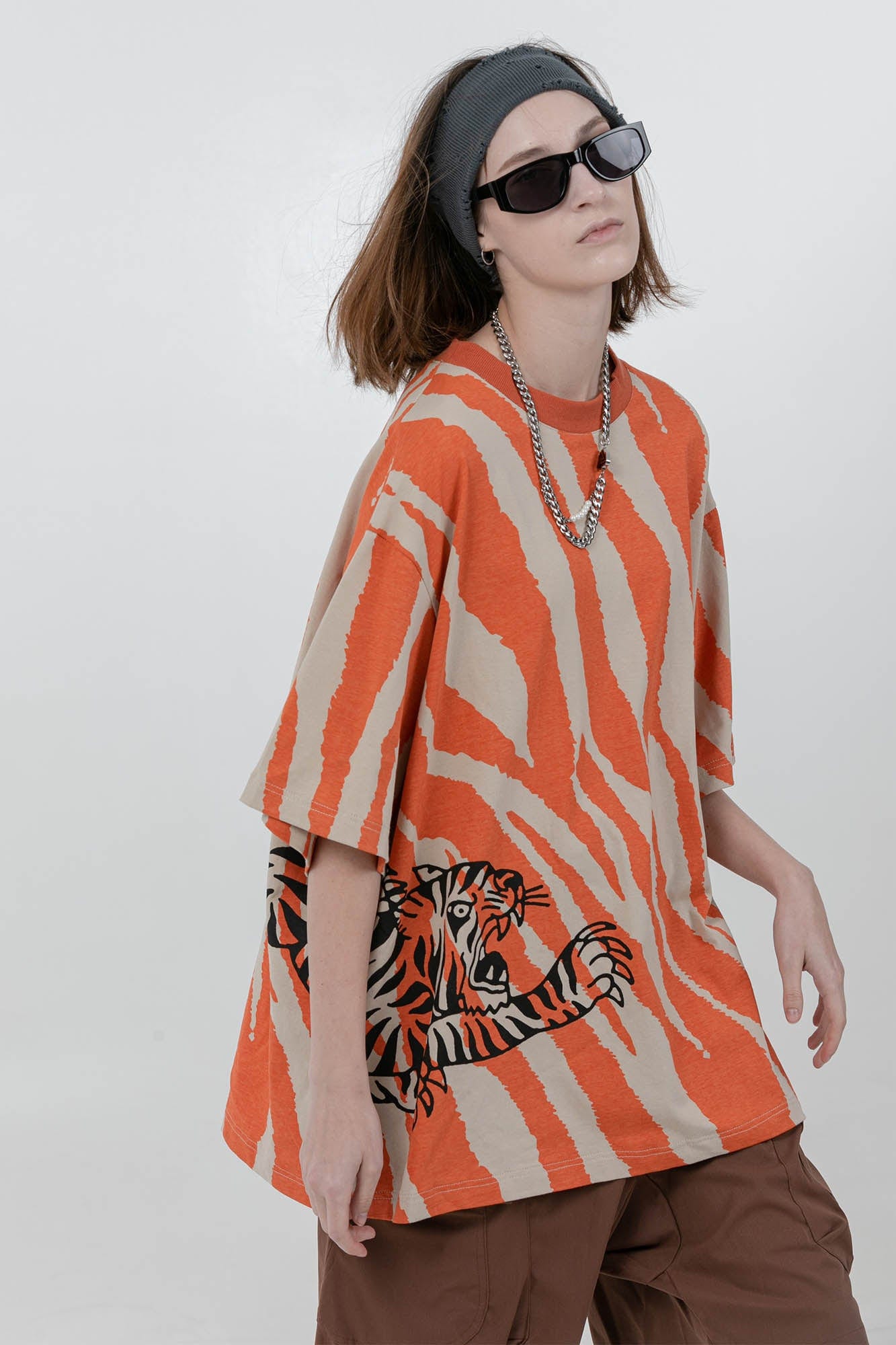 ERROR CODE ROBOT Tiger Stripe Oversized T-Shirt, premium urban and streetwear designers apparel on PROJECTISR.com, ERROR CODE ROBOT