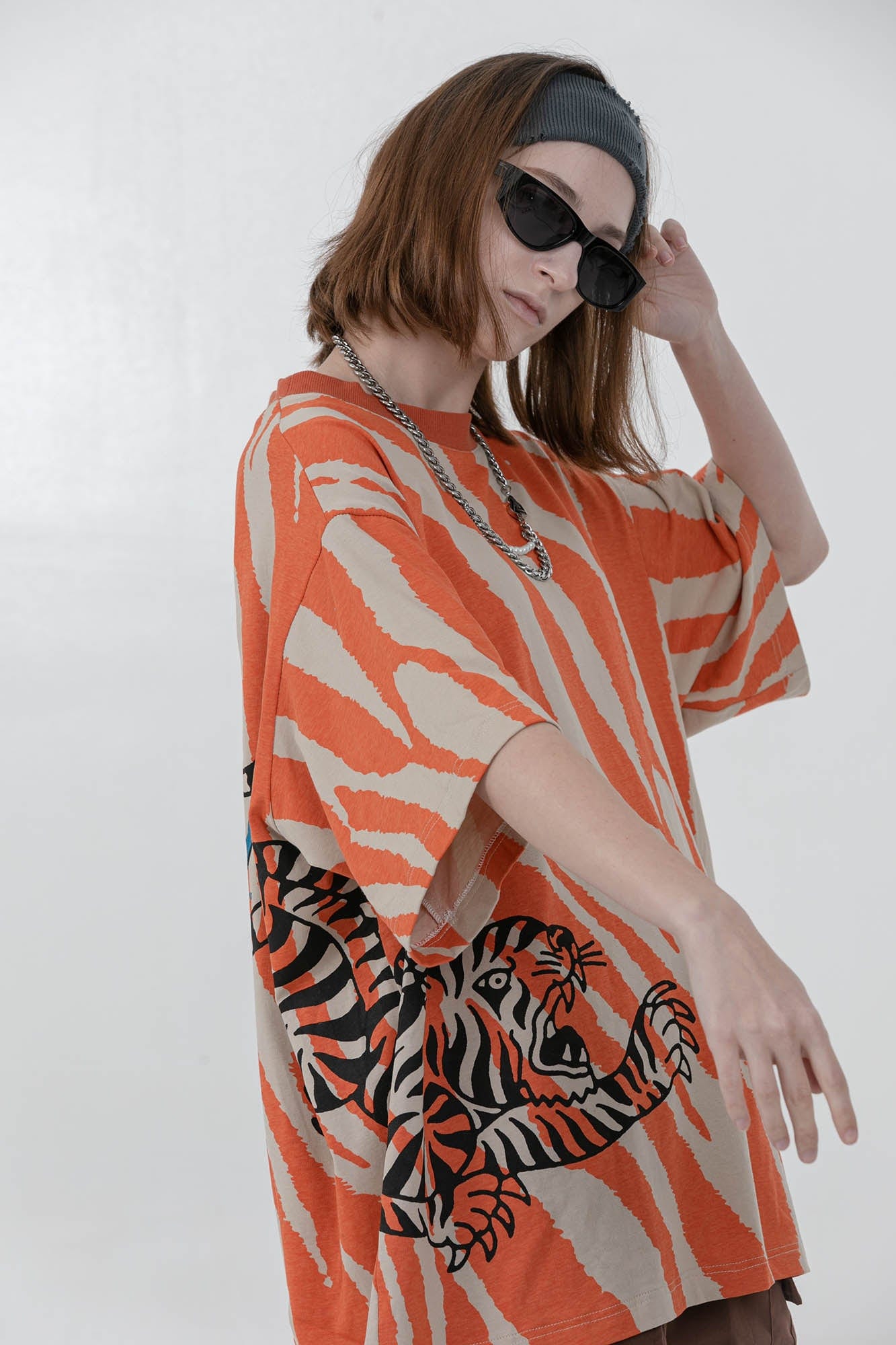 ERROR CODE ROBOT Tiger Stripe Oversized T-Shirt, premium urban and streetwear designers apparel on PROJECTISR.com, ERROR CODE ROBOT
