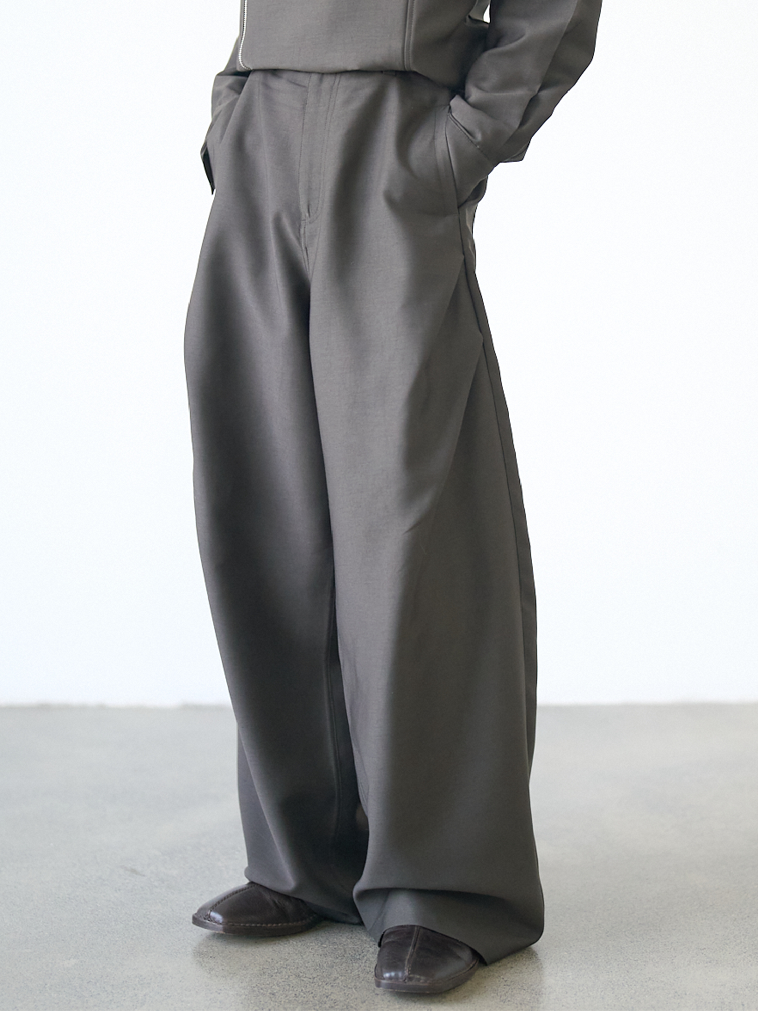 GRAINMUSTARD Lustrous Pleated Wool-Blend Wide-Leg Trousers, premium urban and streetwear designers apparel on PROJECTISR.com, GRAINMUSTARD