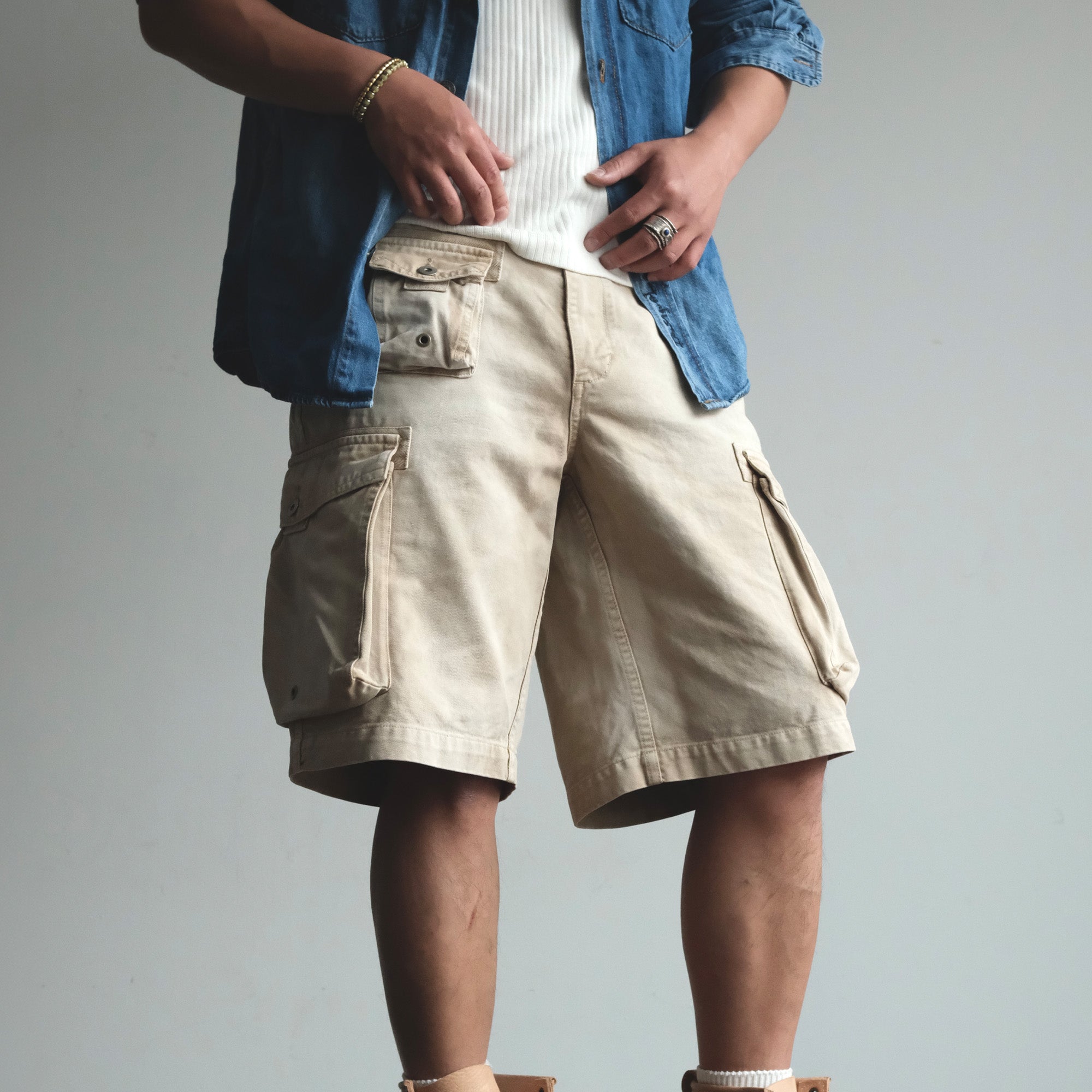 NEIGBORL Washed Sulfur-Dyed Multi-Pocket Cargo Shorts, premium urban and streetwear designers apparel on PROJECTISR.com, NEIGBORL