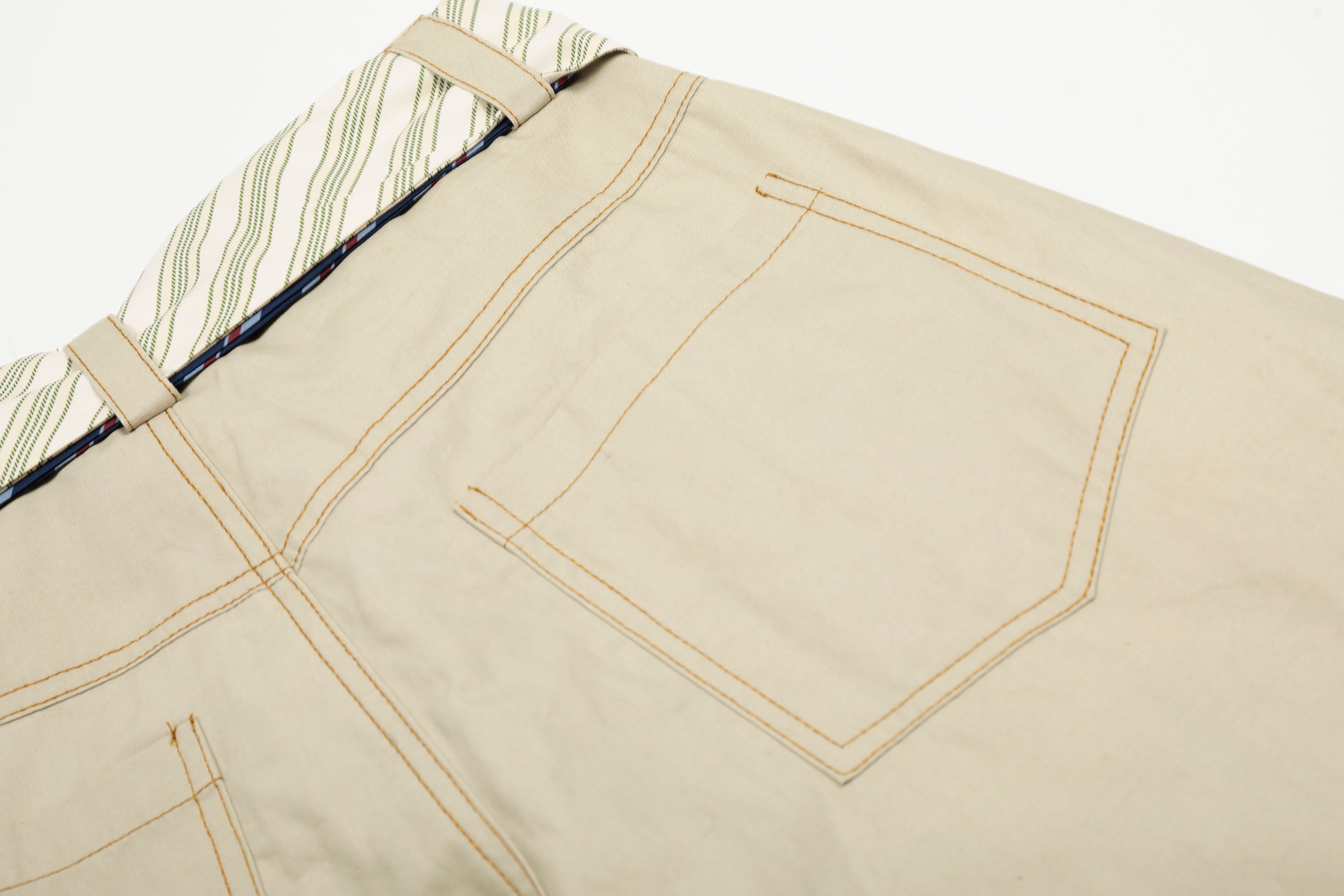 CLP Tie-Belt Multi-Pockets Stitched Pants