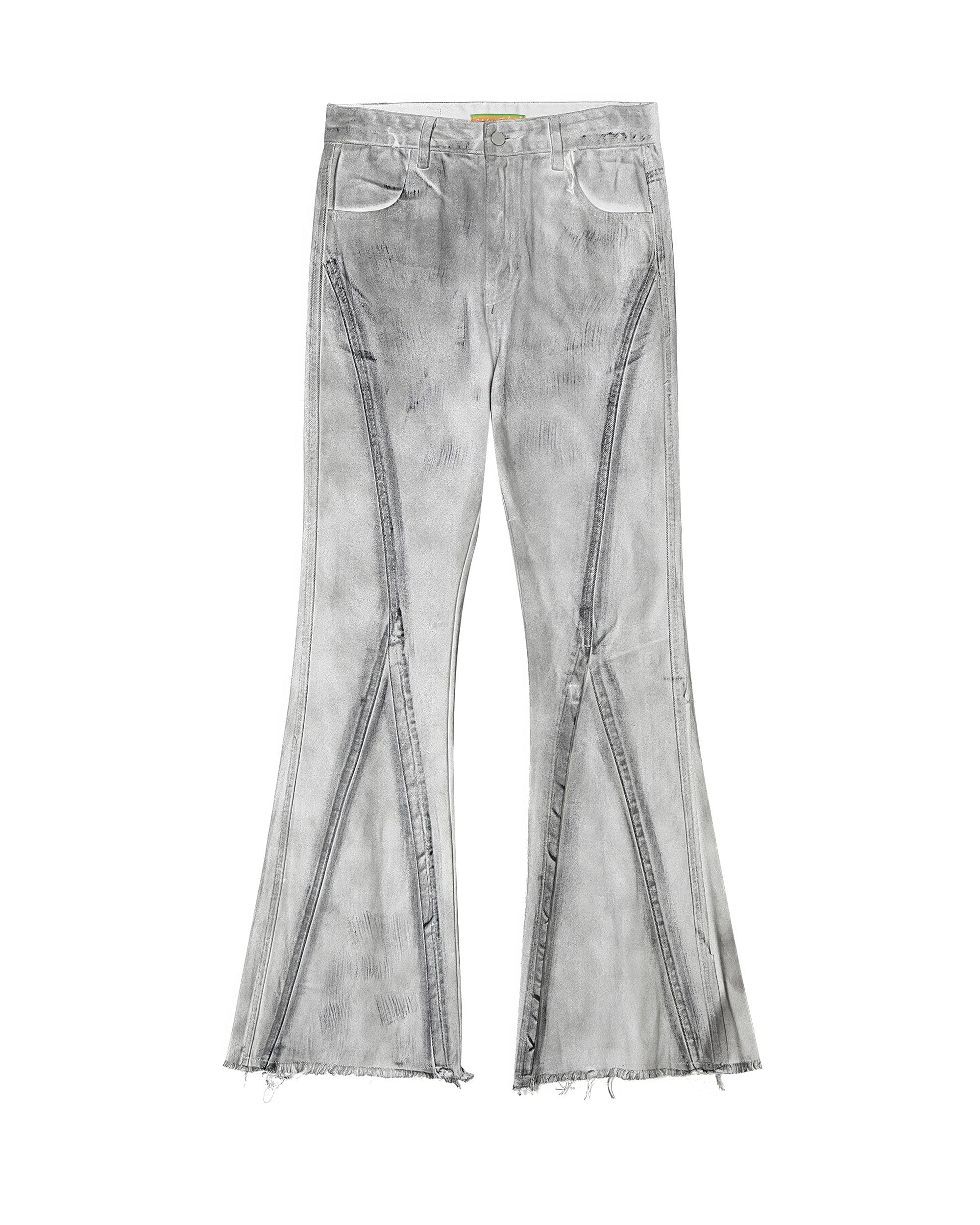 CLP Spliced Distressed Raw Edge Flared Jeans, premium urban and streetwear designers apparel on PROJECTISR.com, CLP