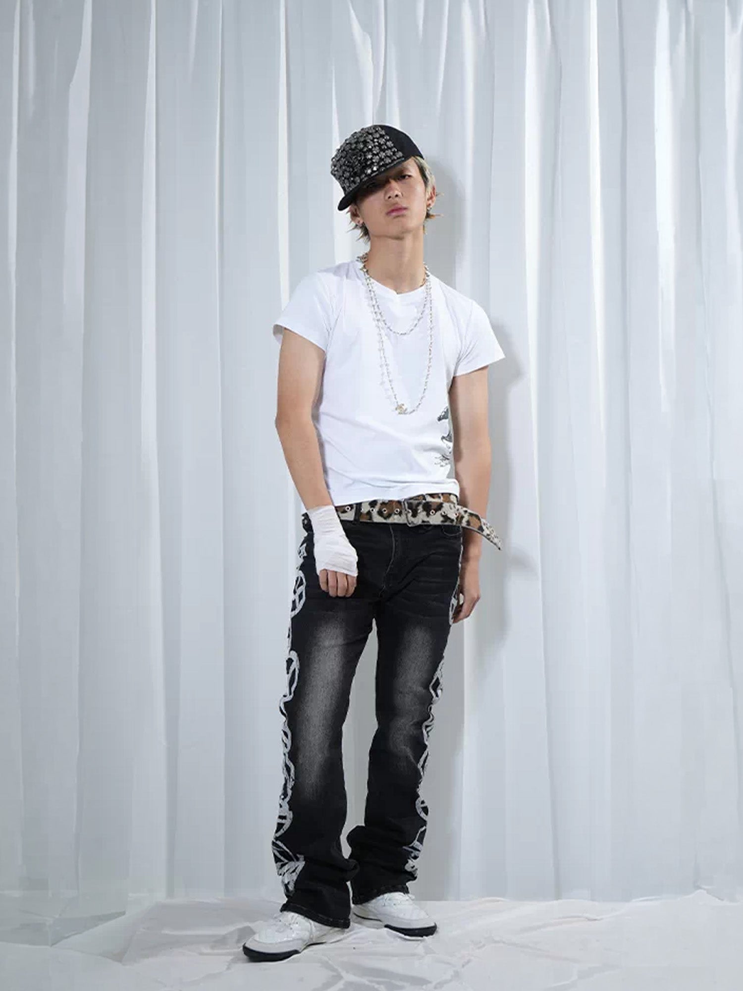 VINKID Peace Graphic Washed Jeans, premium urban and streetwear designers apparel on PROJECTISR.com, VINKID