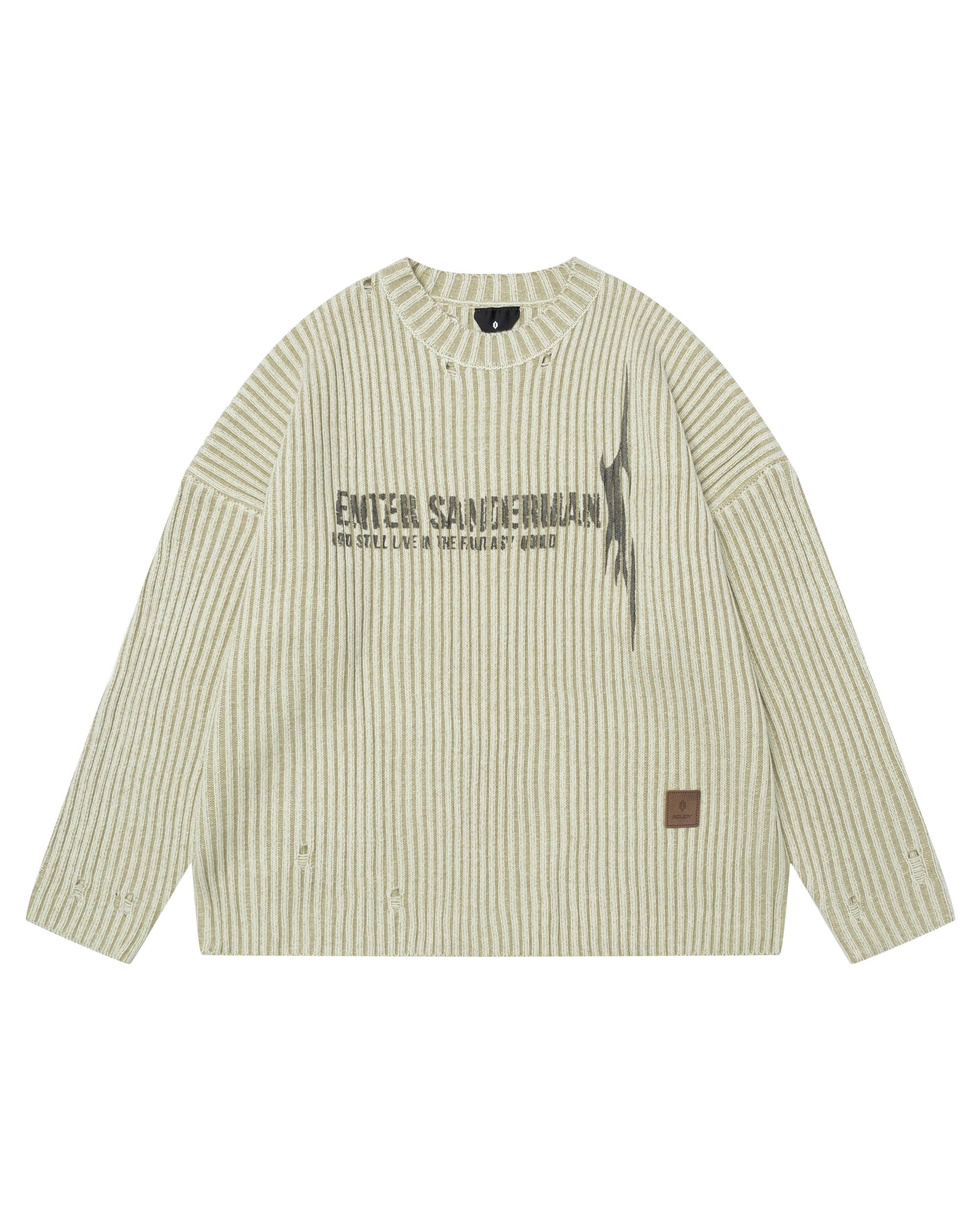 OVDY Faded Ripped Slogan Raw Edge Sweater, premium urban and streetwear designers apparel on PROJECTISR.com, OVDY