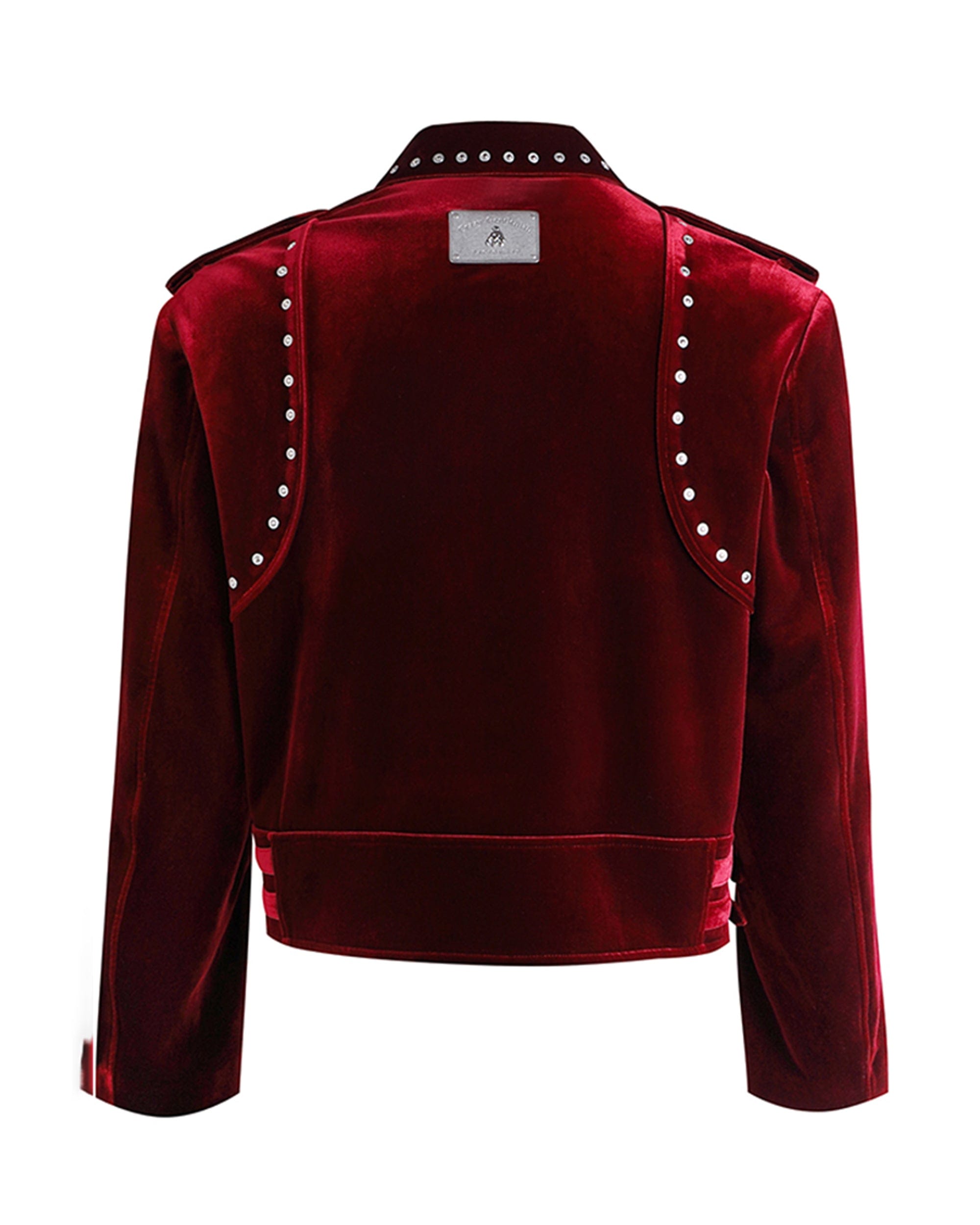 FACEONLAB Red Velvet Rivet Biker Jacket, premium urban and streetwear designers apparel on PROJECTISR.com, FACEONLAB