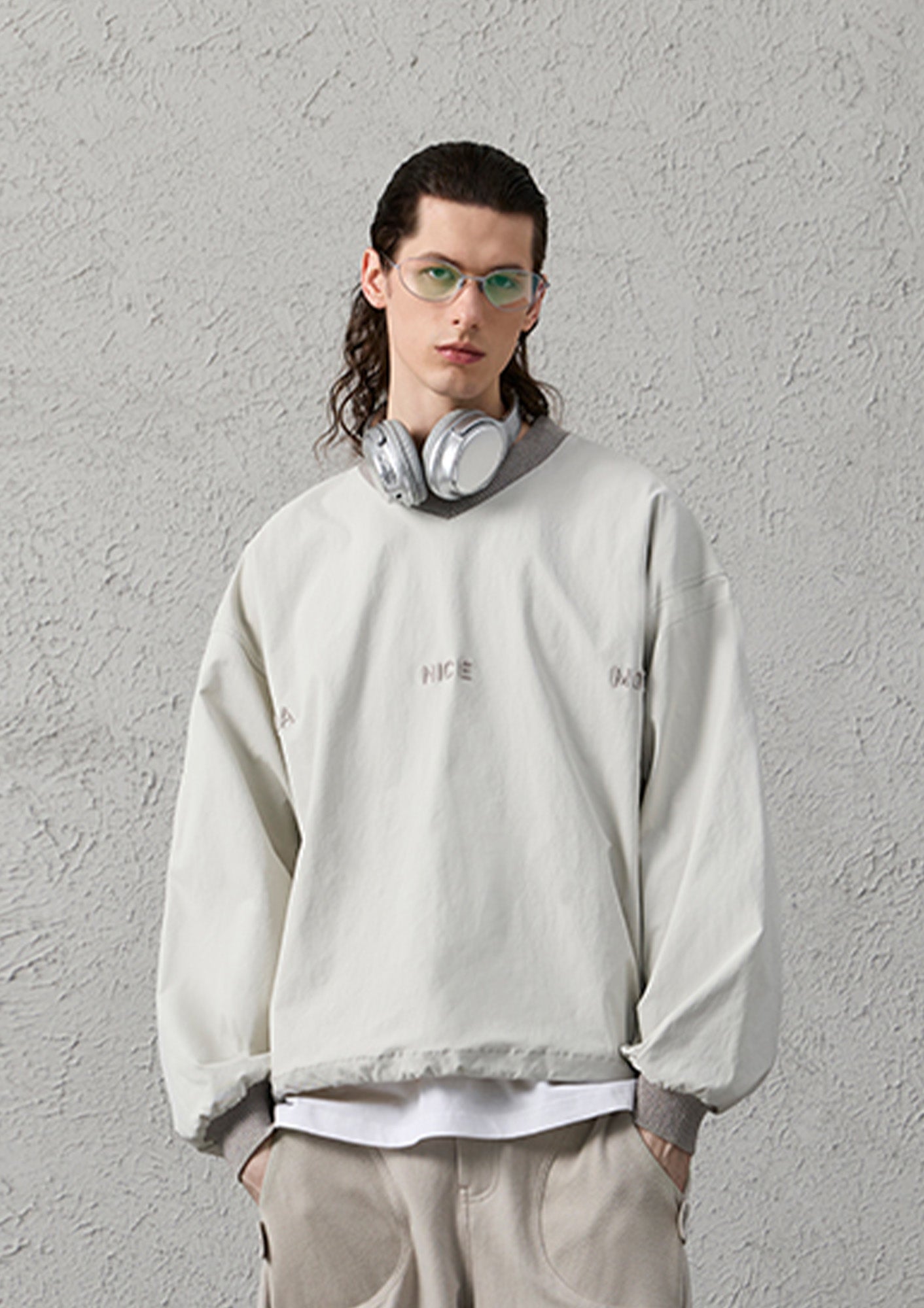 ORGANIC EMOTION Water-Repellent LOGO Embroidered Drawstring Sweatshirt, premium urban and streetwear designers apparel on PROJECTISR.com, ORGANIC EMOTION