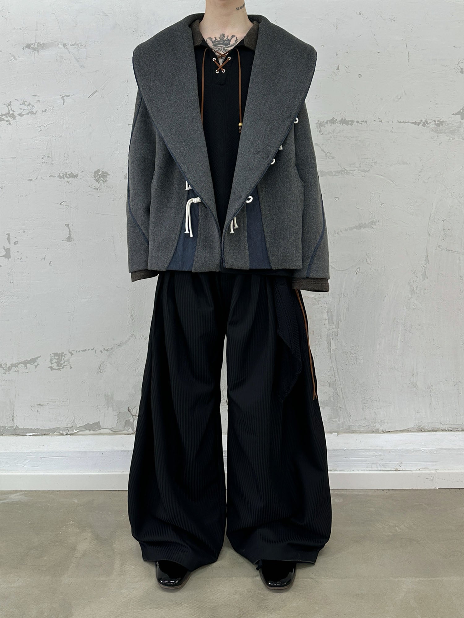 RELABEL Asym Wool-Blend Curved Panel Jacket