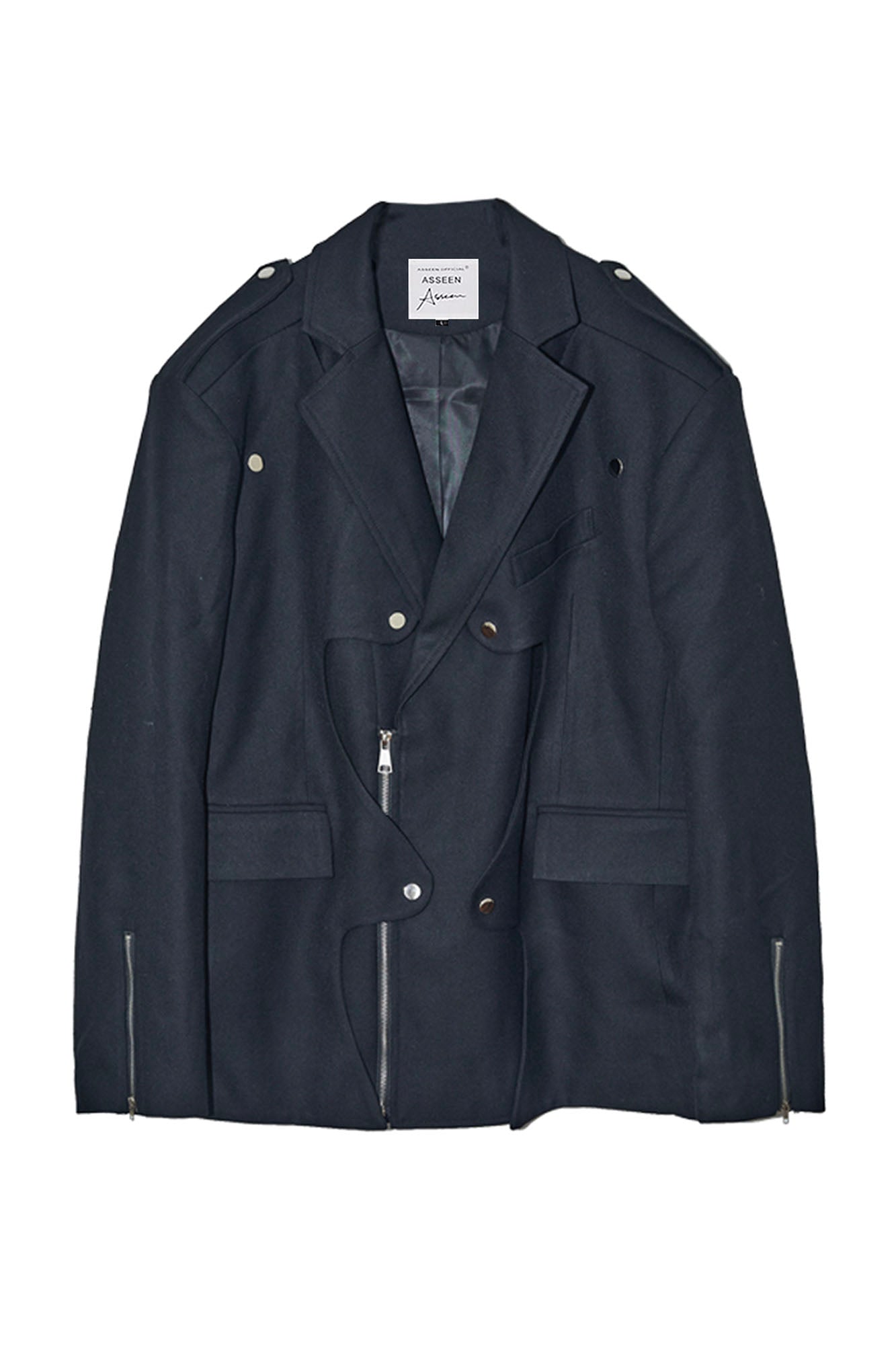 ASSEEN Deconstructed Ripple-Panel Zip Blazer, premium urban and streetwear designers apparel on PROJECTISR.com, ASSEEN