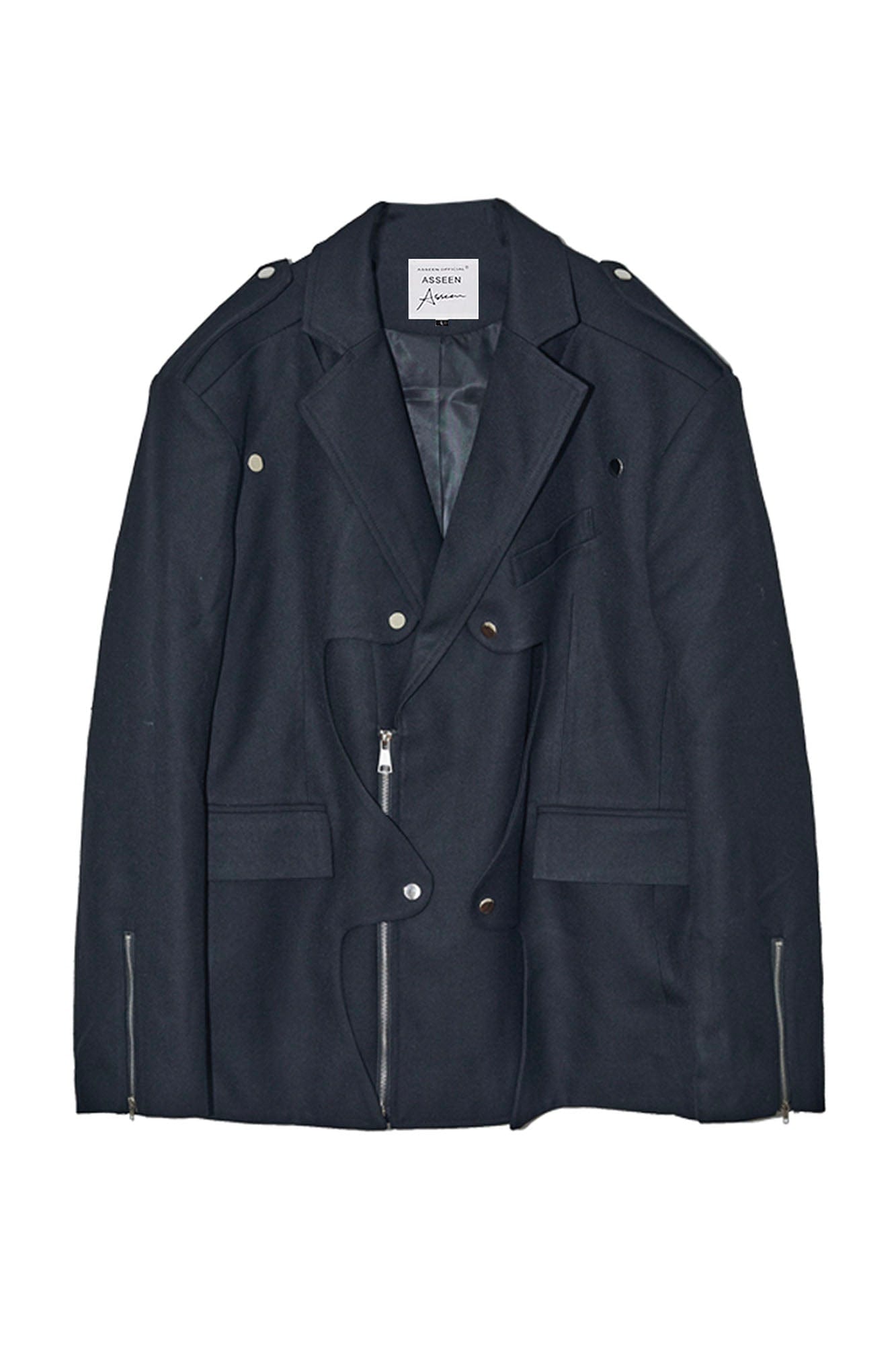 ASSEEN Deconstructed Ripple-Panel Zip Blazer, premium urban and streetwear designers apparel on PROJECTISR.com, ASSEEN