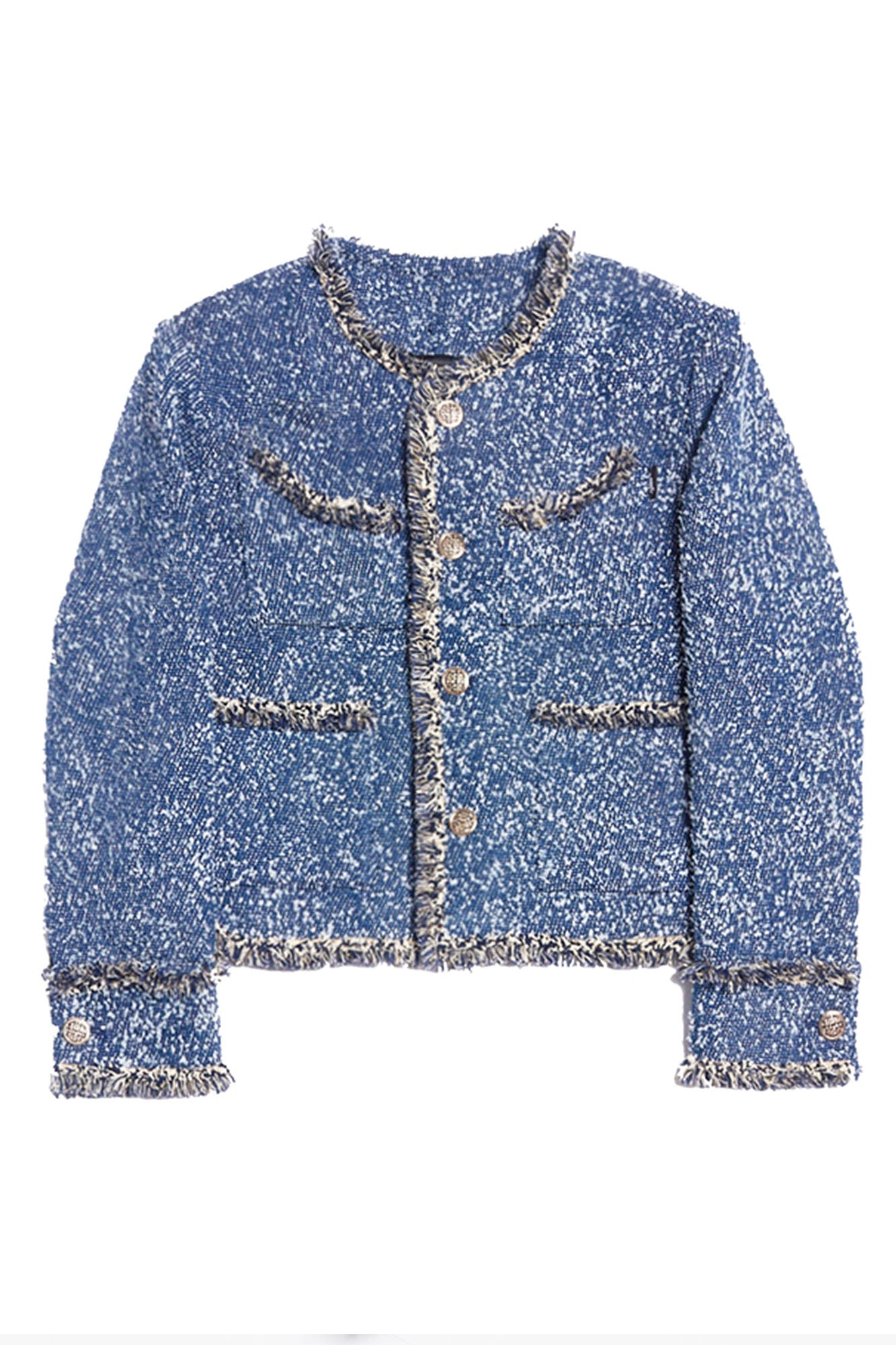 ASSEEN Washed Fringe Tweed Denim Jacket, premium urban and streetwear designers apparel on PROJECTISR.com, ASSEEN