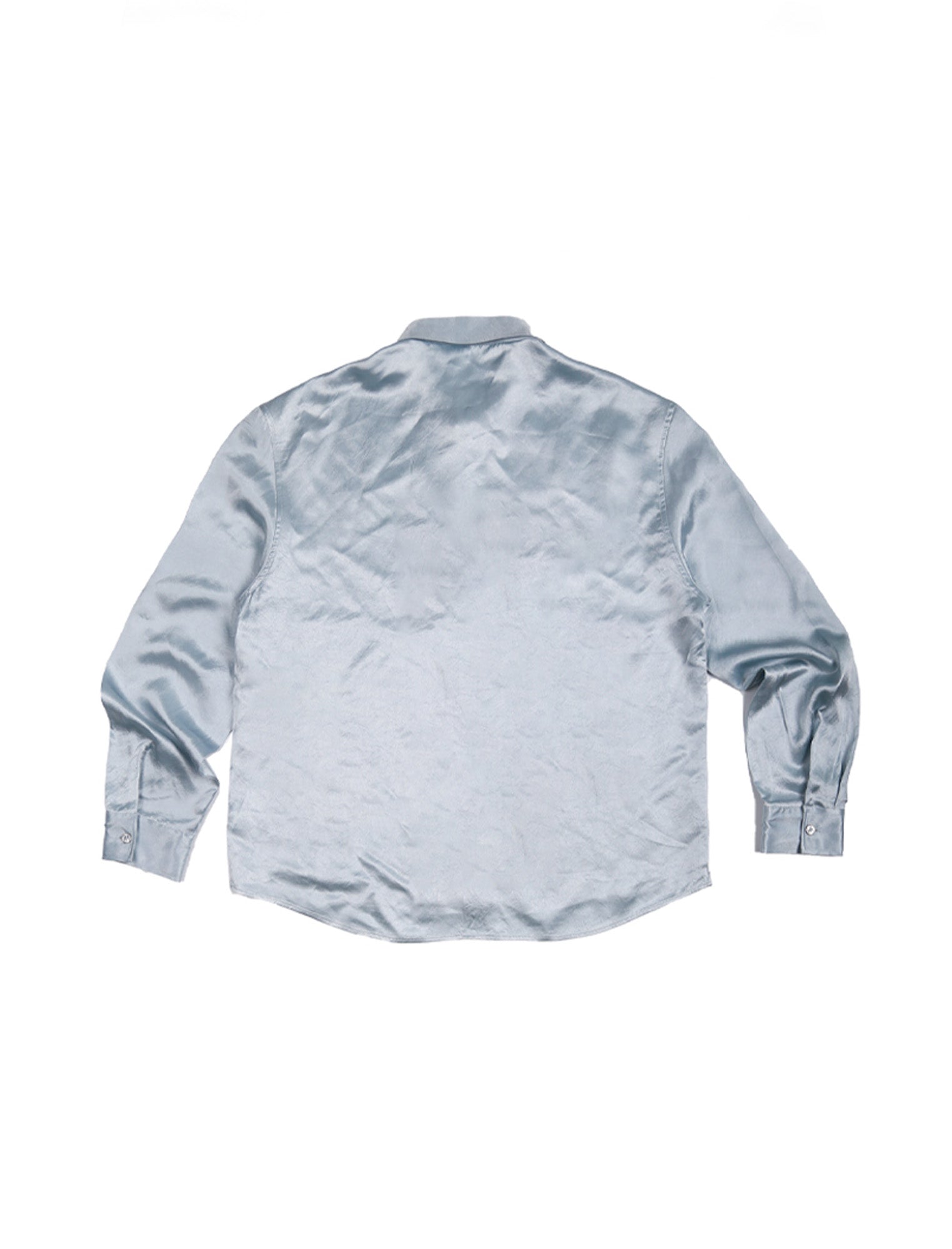 TRECLUB Glossy Embroidered-Placket Drapey Shirt