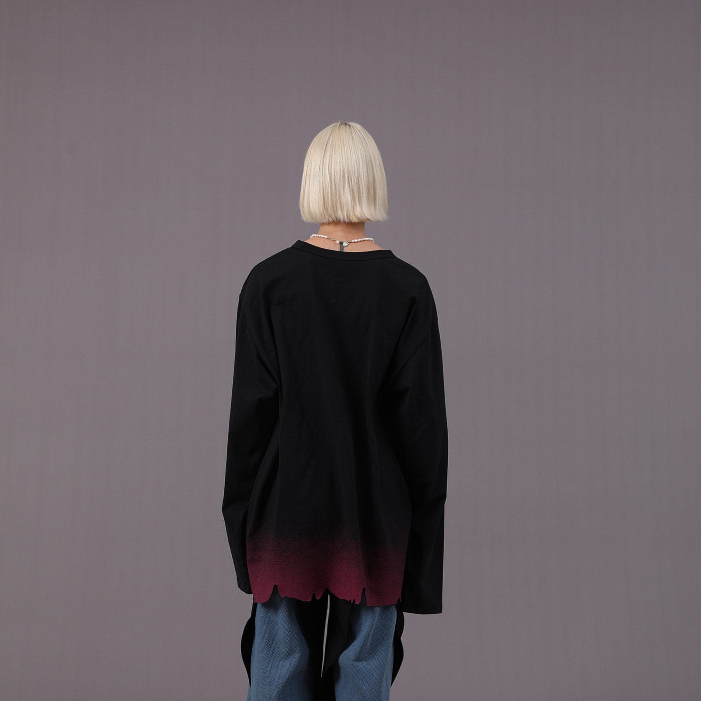 MIICHOUS Raw-Edge Embroidery Gradient L/S Tee, premium urban and streetwear designers apparel on PROJECTISR.com, Miichous