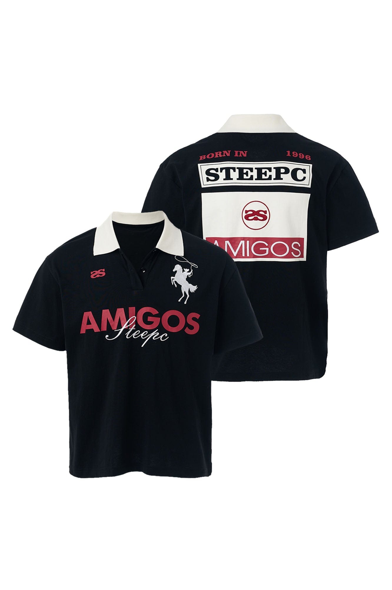 STEEPC Amigos Graphic Embroidered Polo T-Shirt, premium urban and streetwear designers apparel on PROJECTISR.com, STEEPC