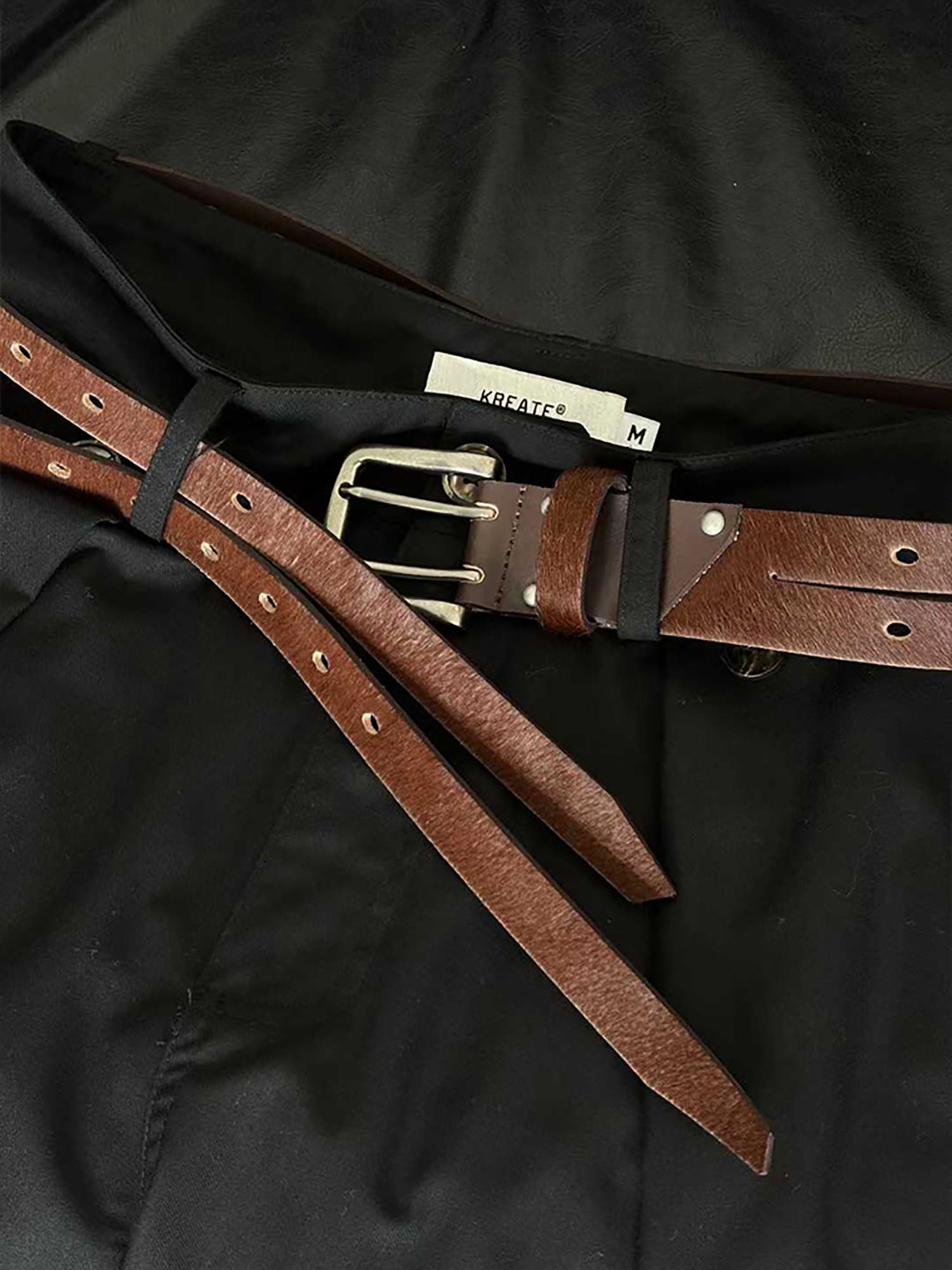 KREATE Perforated Double-Prong Faux Leather Belt, premium urban and streetwear designers apparel on PROJECTISR.com, KREATE