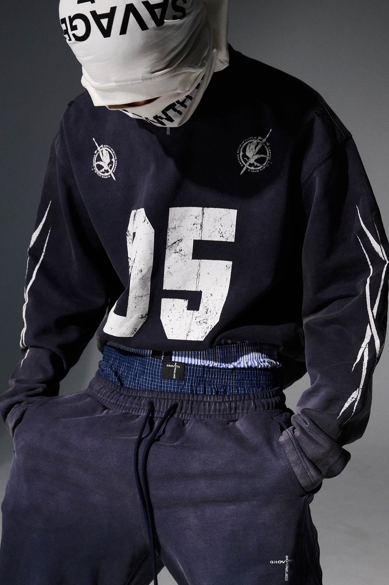 SAVAGEGROWTHWORLD No.5 Distressed Long-Sleeve Tee, premium urban and streetwear designers apparel on PROJECTISR.com, SAVAGEGROWTHWORLD