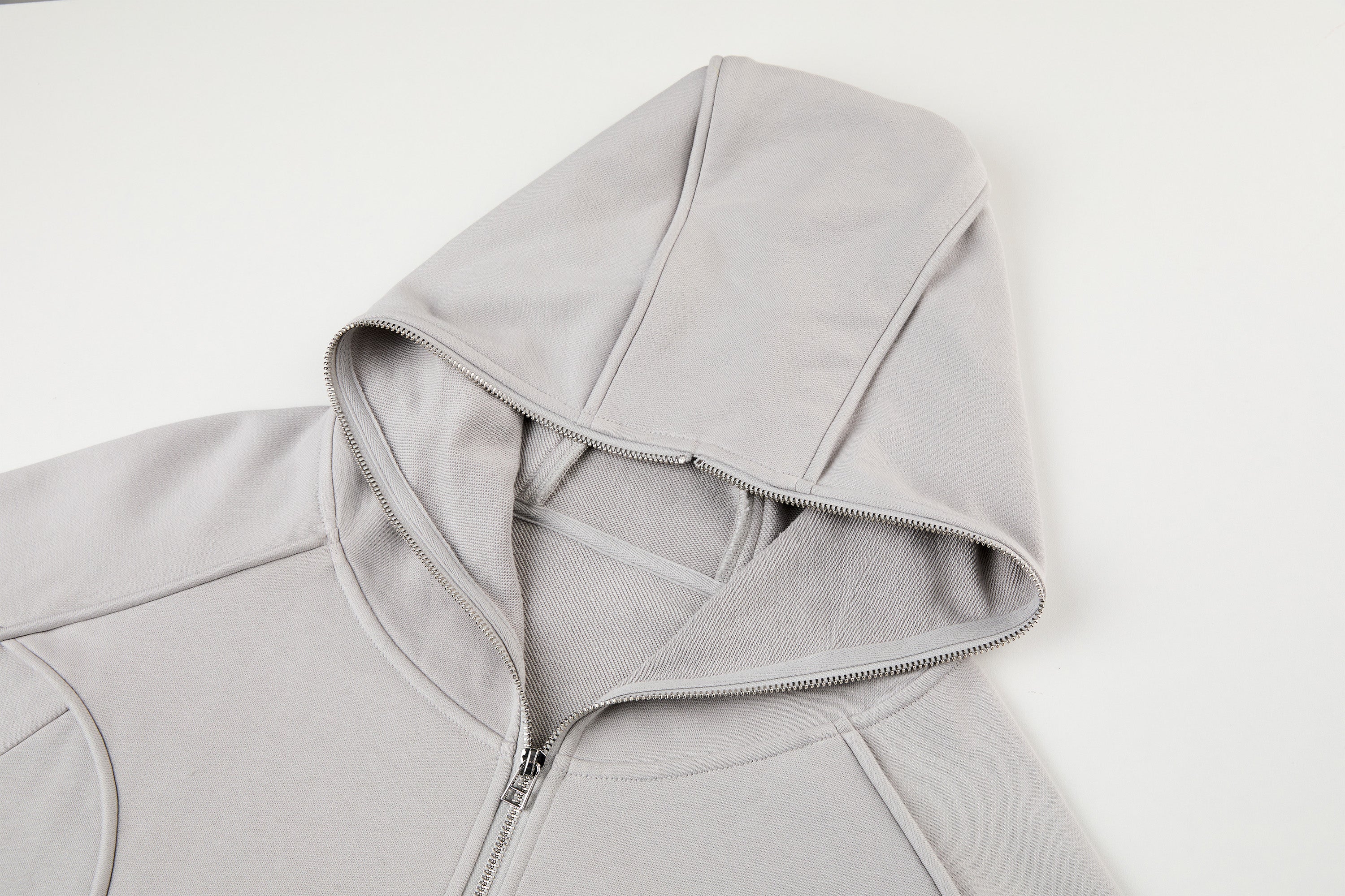 ORGANIC EMOTION Curved Panel Drawstring-Hem Zip-Up Hoodie, premium urban and streetwear designers apparel on PROJECTISR.com, ORGANIC EMOTION