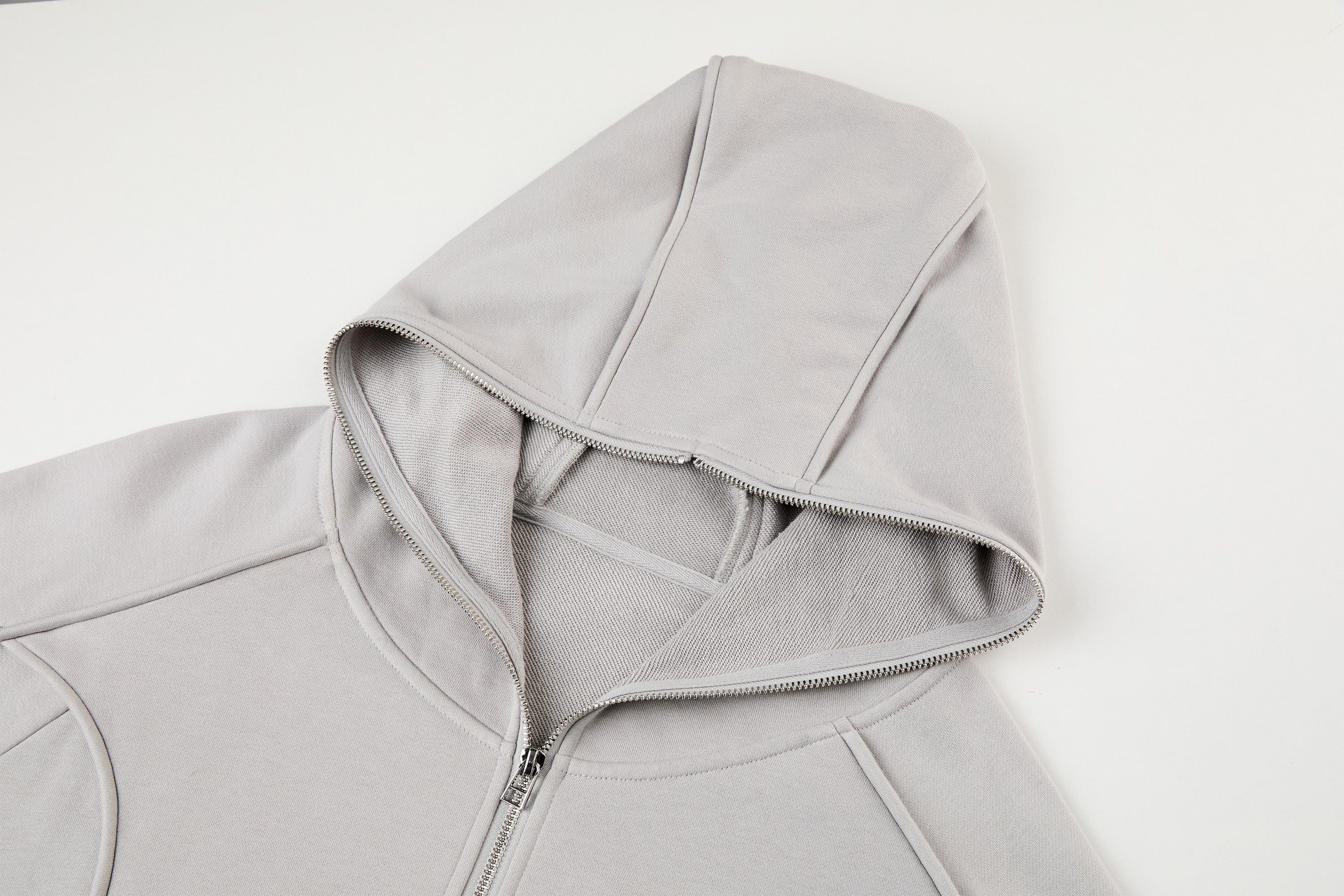 ORGANIC EMOTION Curved Panel Drawstring-Hem Zip-Up Hoodie, premium urban and streetwear designers apparel on PROJECTISR.com, ORGANIC EMOTION