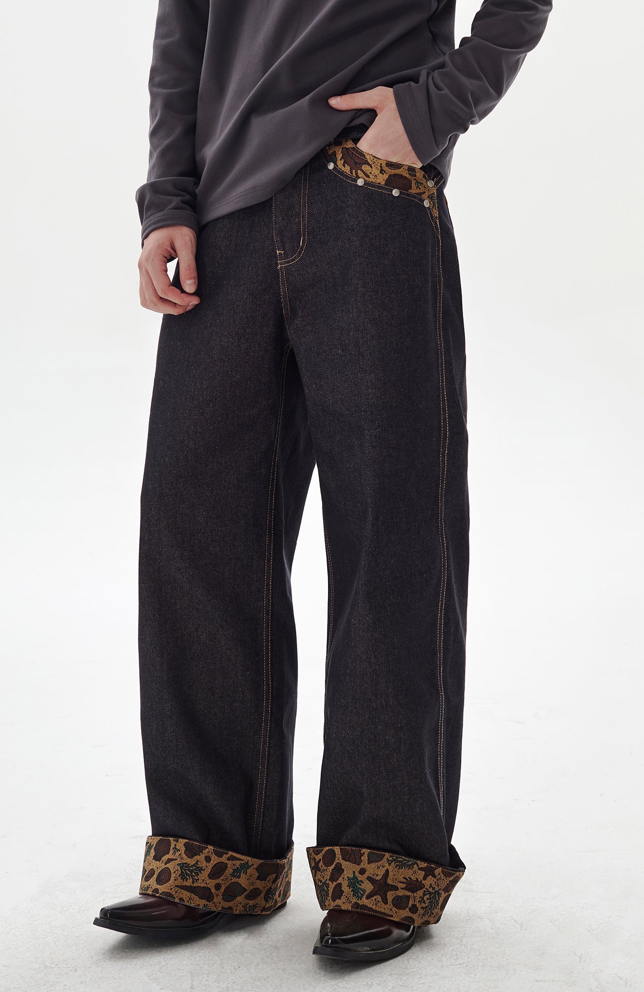 PASET Barn Cuffed Wide-Leg Jeans