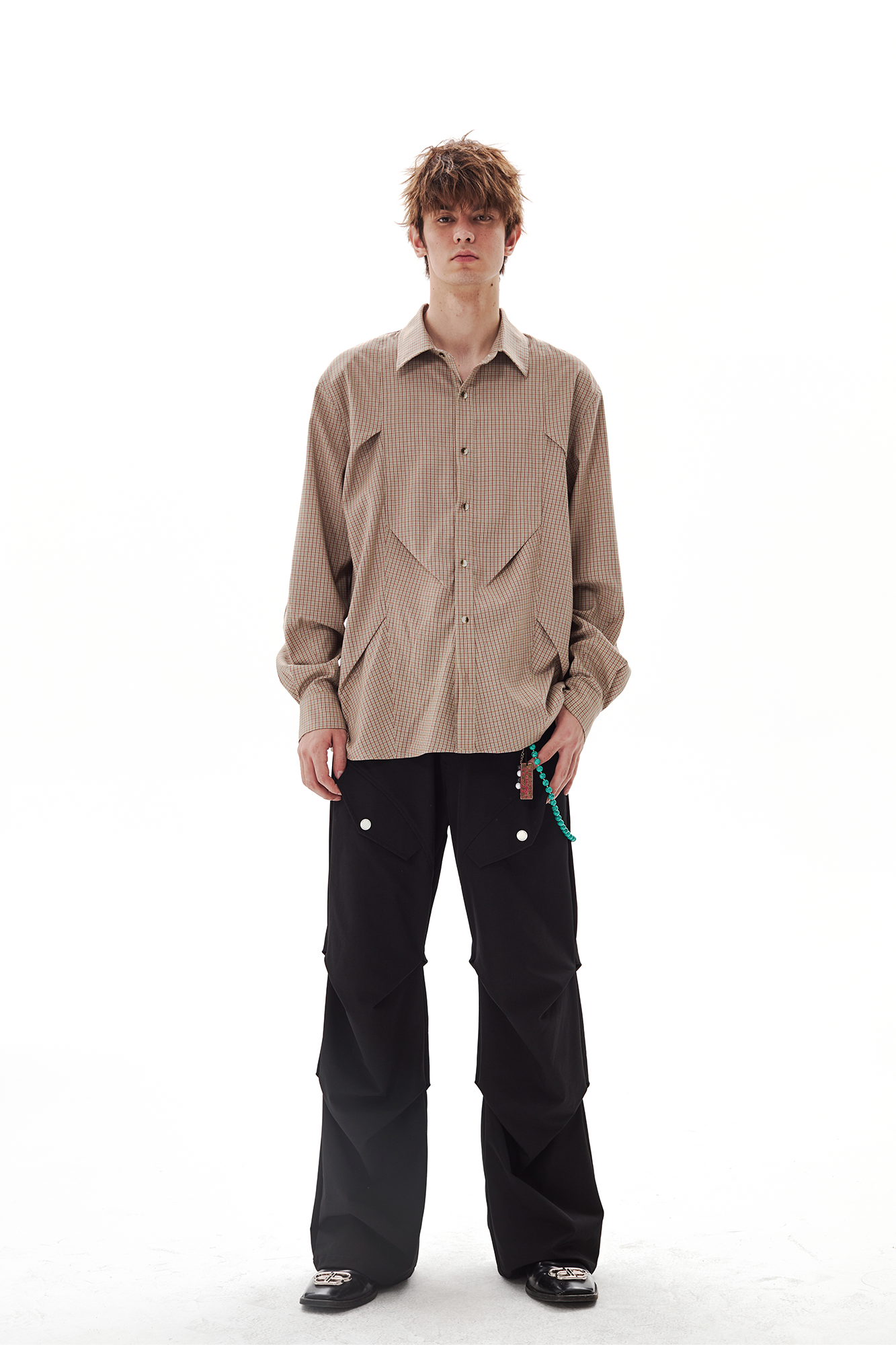 PASET Retro Plaid Tuck Detail Shirt
