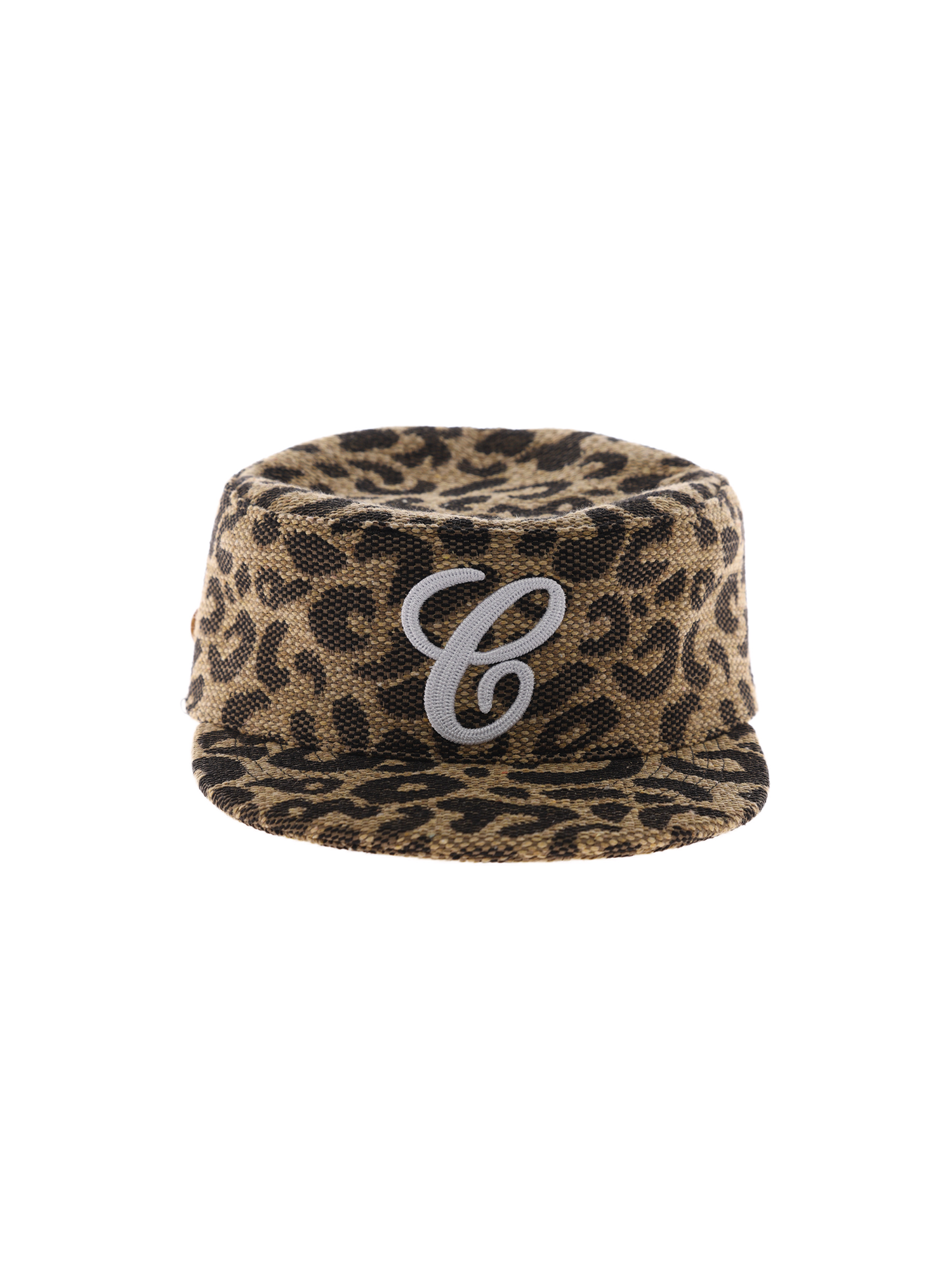 6CRAYON Leopard Embroidered Flat-Brim Baseball Cap