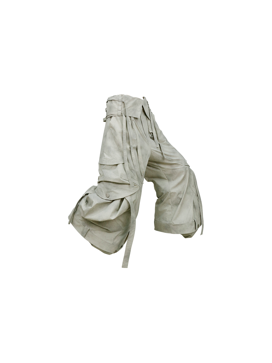 RELABEL Detachable Ruched Inverted Waist Cargo Pants, premium urban and streetwear designers apparel on PROJECTISR.com, RELABEL