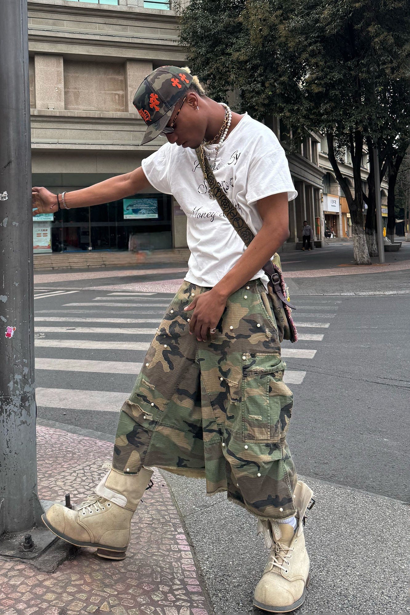 STEEPC Camo Pearl Multi-Pocket Rippled Shorts, premium urban and streetwear designers apparel on PROJECTISR.com, STEEPC
