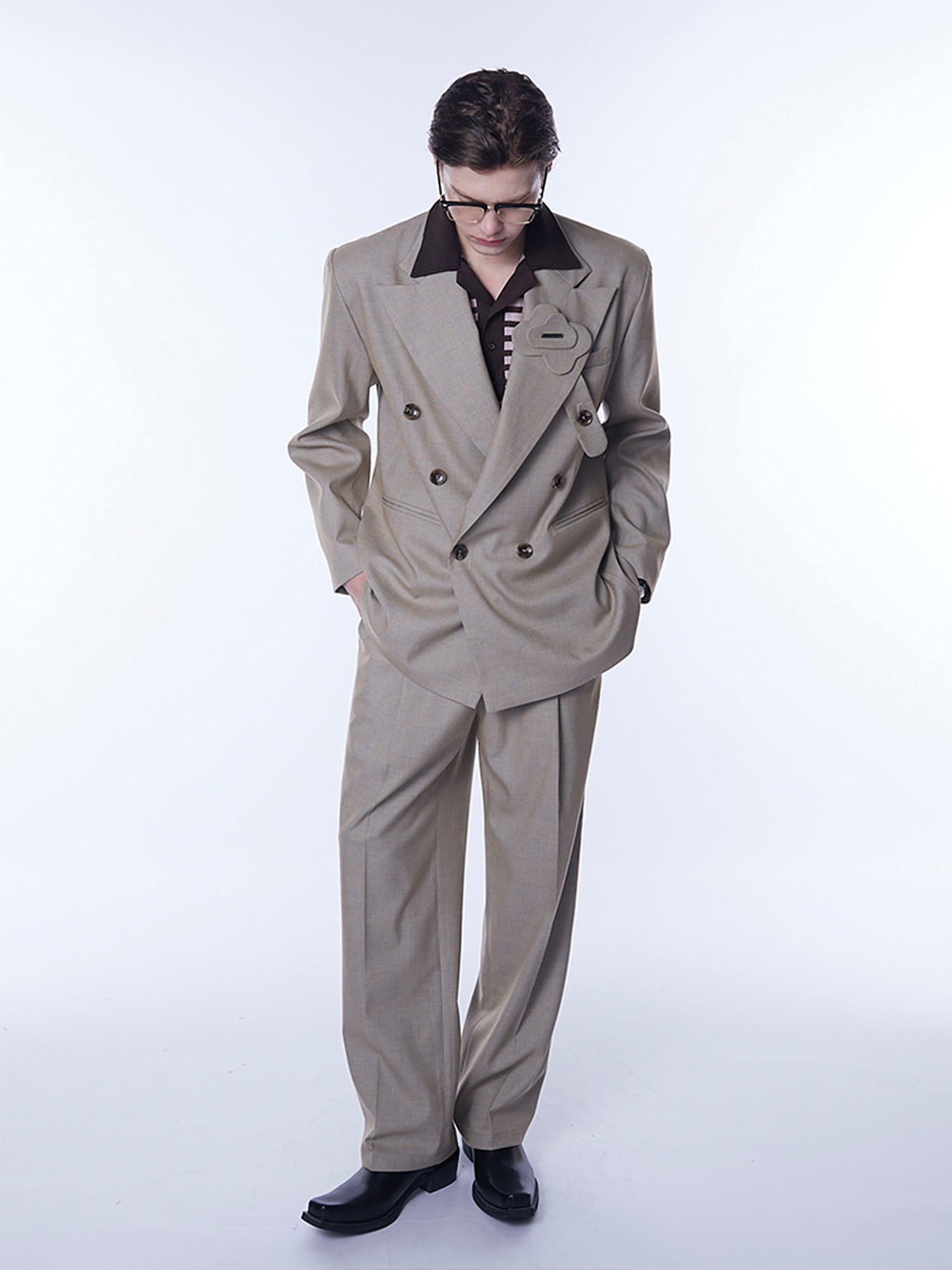 ASSEEN Floral Patch Double-Breasted Blazer, premium urban and streetwear designers apparel on PROJECTISR.com, ASSEEN