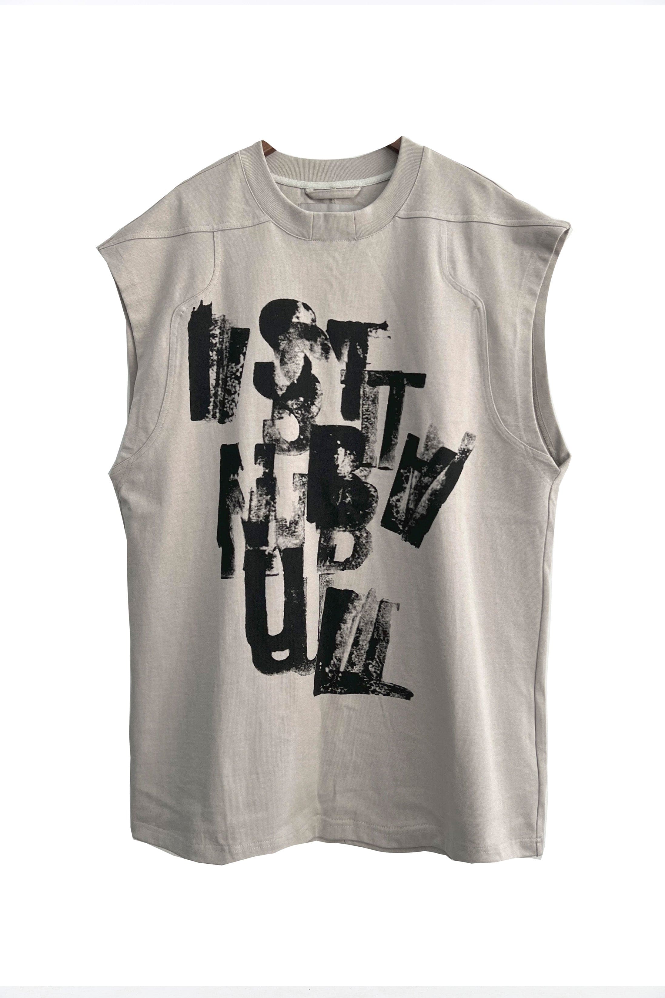 VANN VALRENCE Slogan Graphic Oversized Sleeveless Tee