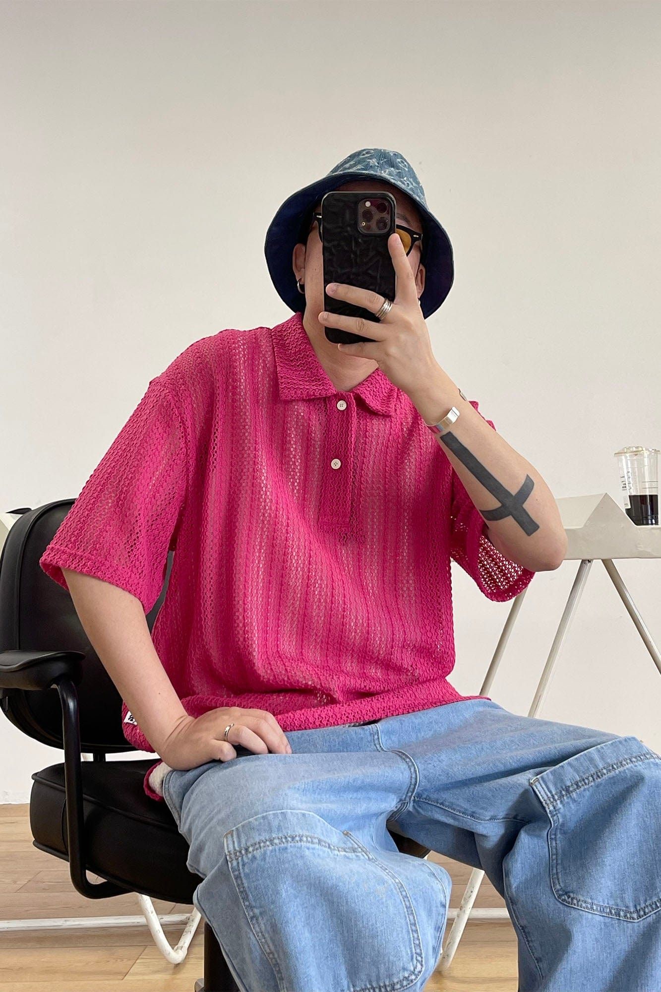 ME DA IGUAL Crochet Polo Oversized T-Shirt, premium urban and streetwear designers apparel on PROJECTISR.com, ME DA IGUAL