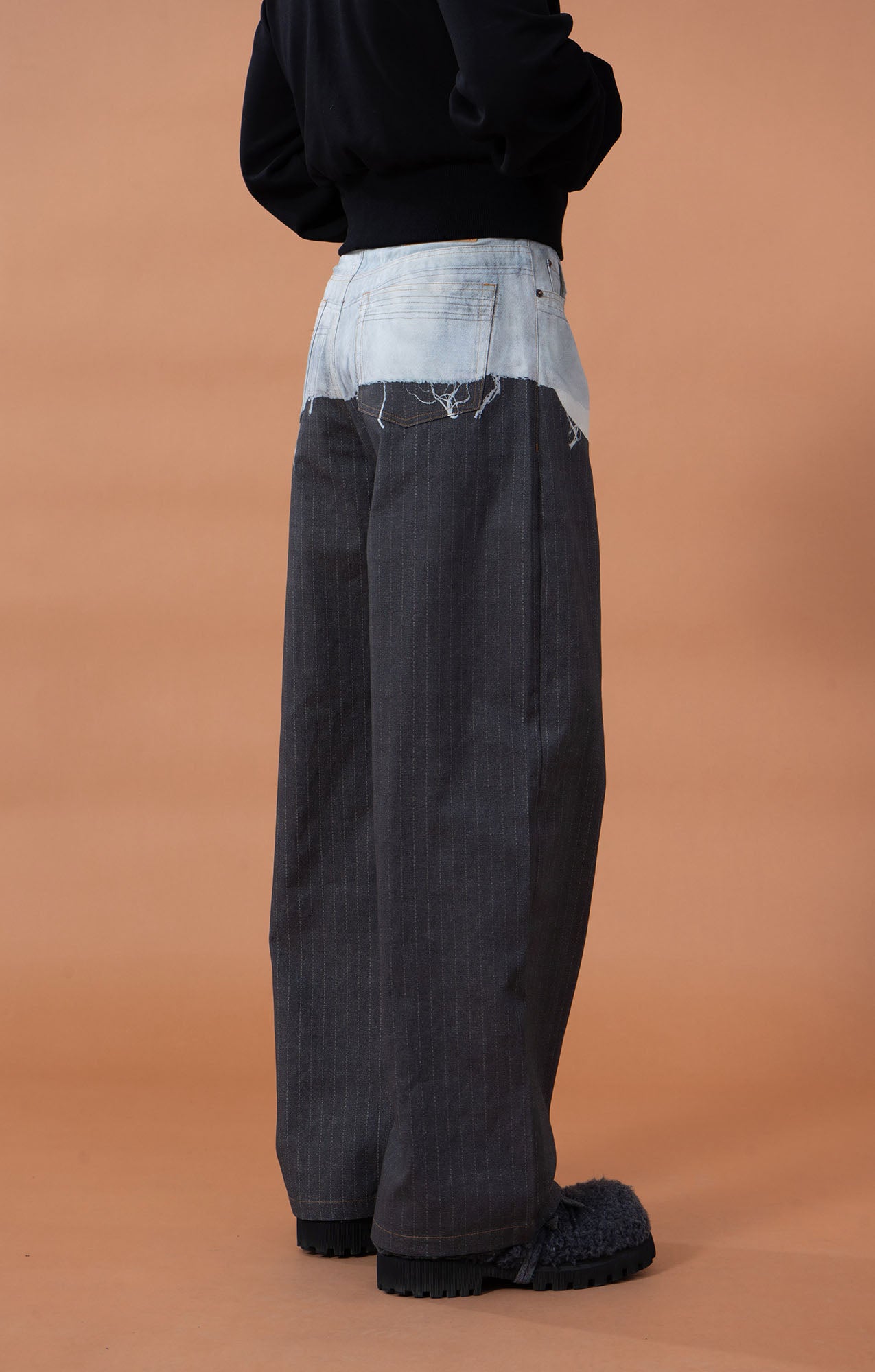 CLP Denim-Waist Pinstripe Straight-Leg Pants, premium urban and streetwear designers apparel on PROJECTISR.com, CLP