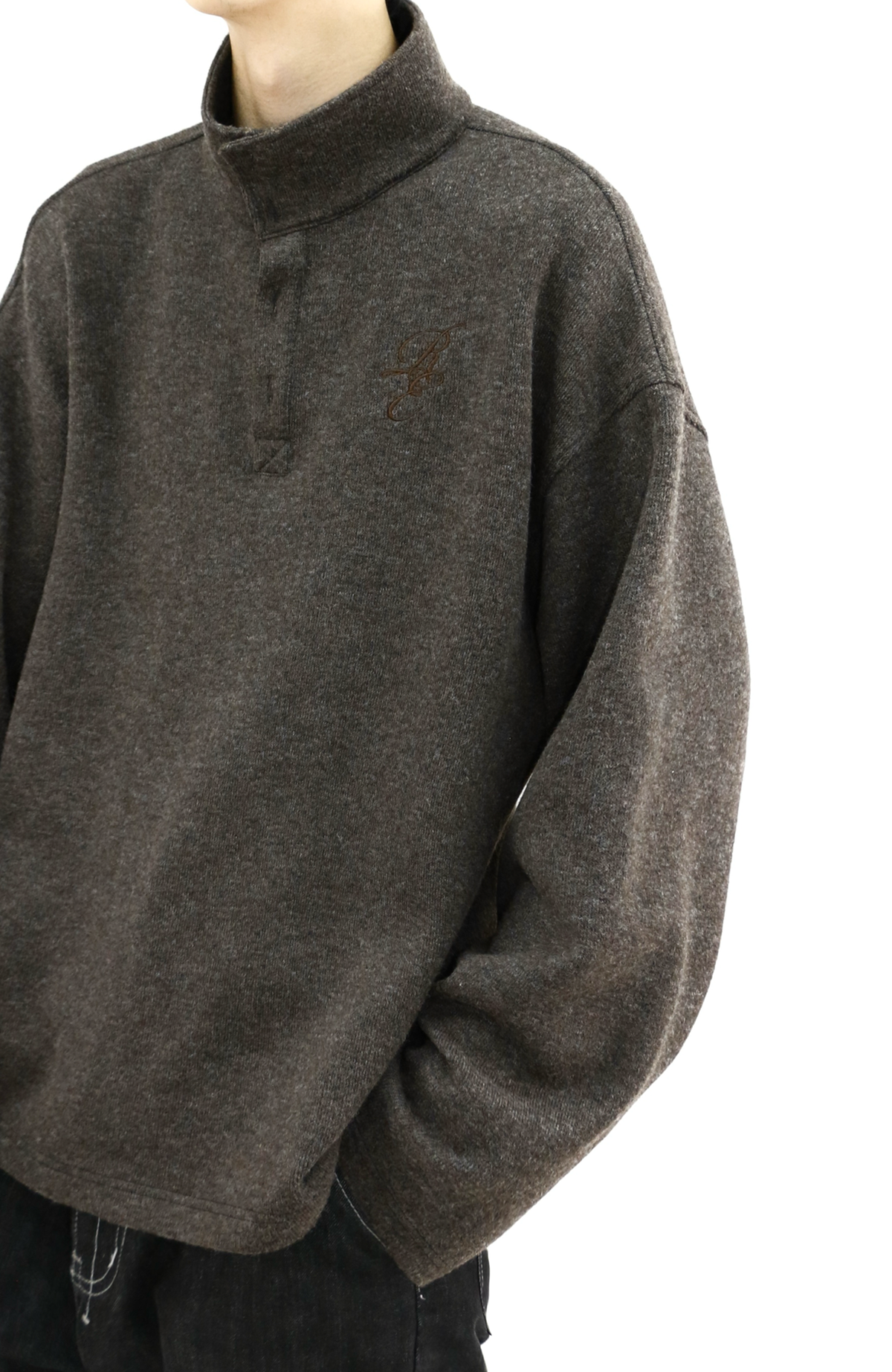 RELABEL Embroidered Magnetic Turtleneck Wool Sweater