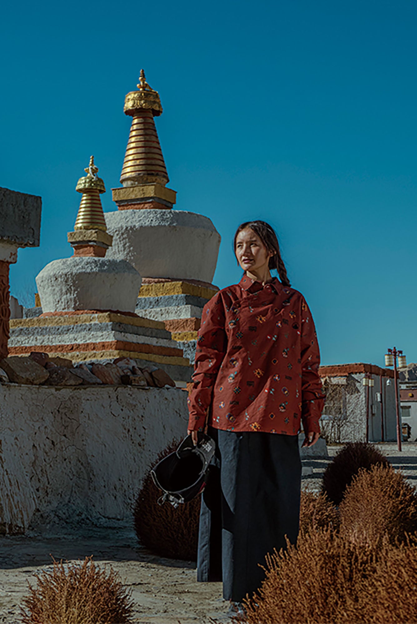 NERHI Asym Tribal Totem Full-Print Shirt