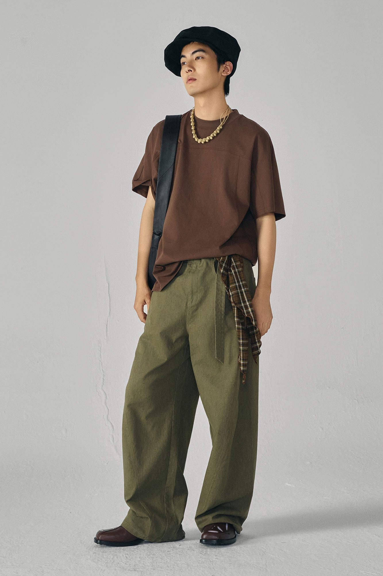 GONGHE REPUB Arc Spliced Strap Belt Pants, premium urban and streetwear designers apparel on PROJECTISR.com, GONGHE REPUB