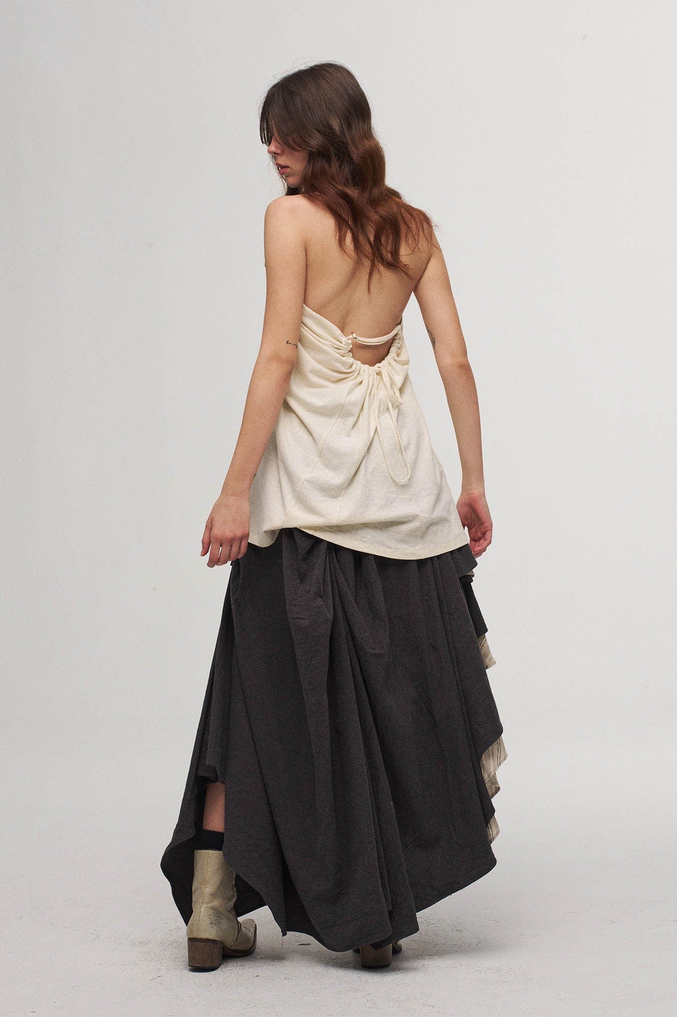 ILNya Nieternite Nifutur Asymmetrical Layered Stripe Ruffled Maxi Skirt, premium urban and streetwear designers apparel on PROJECTISR.com, ILNya Nieternite Nifutur