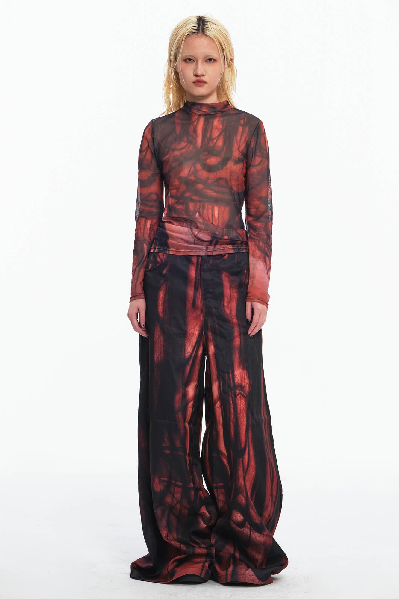 EMBRYO Hair Full-Print Wide-Leg Pants, premium urban and streetwear designers apparel on PROJECTISR.com, EMBRYO