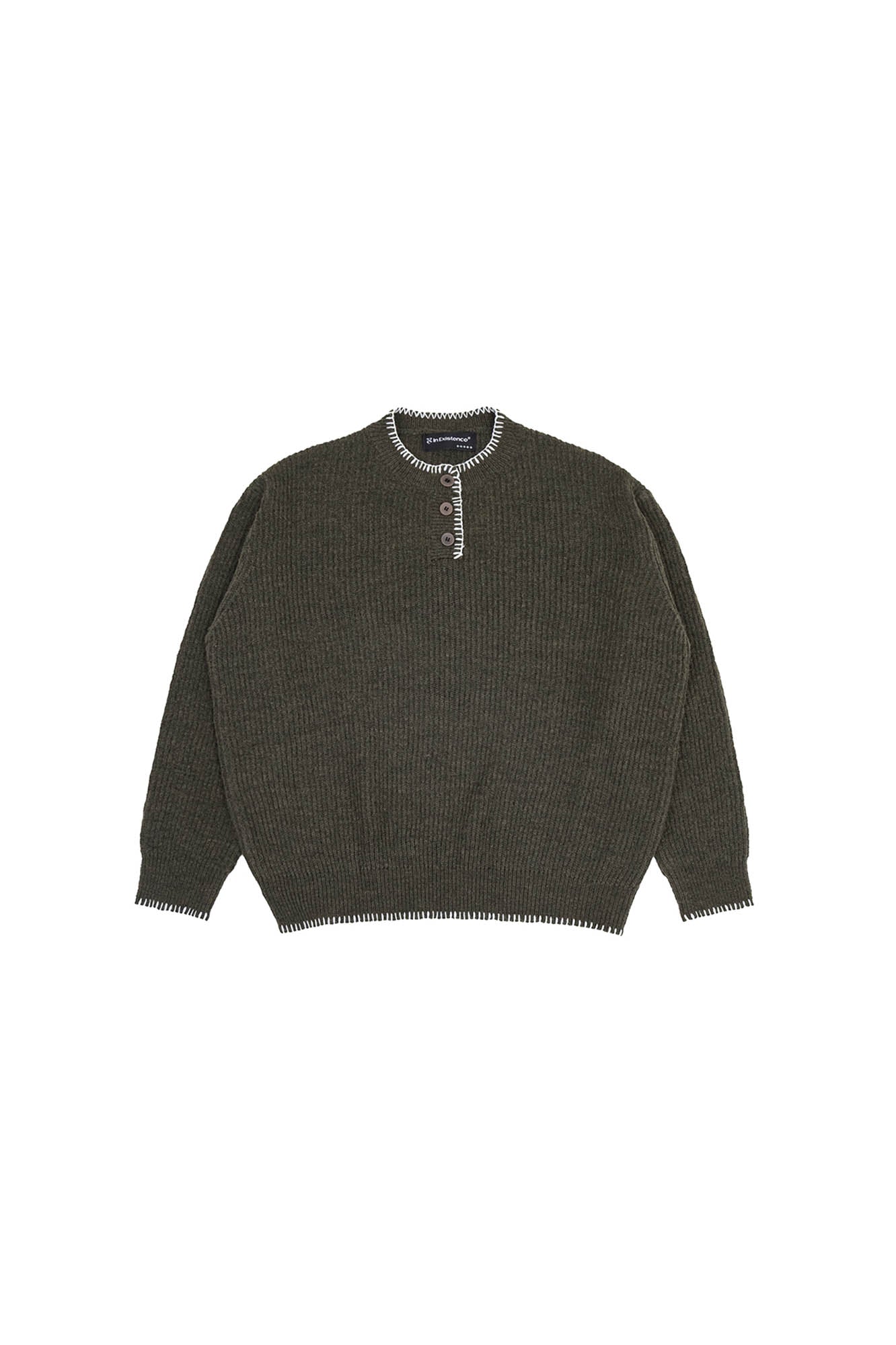 IN EXISTENCE Essential Ribbed Henley Sweater, premium urban and streetwear designers apparel on PROJECTISR.com, IN EXISTENCE