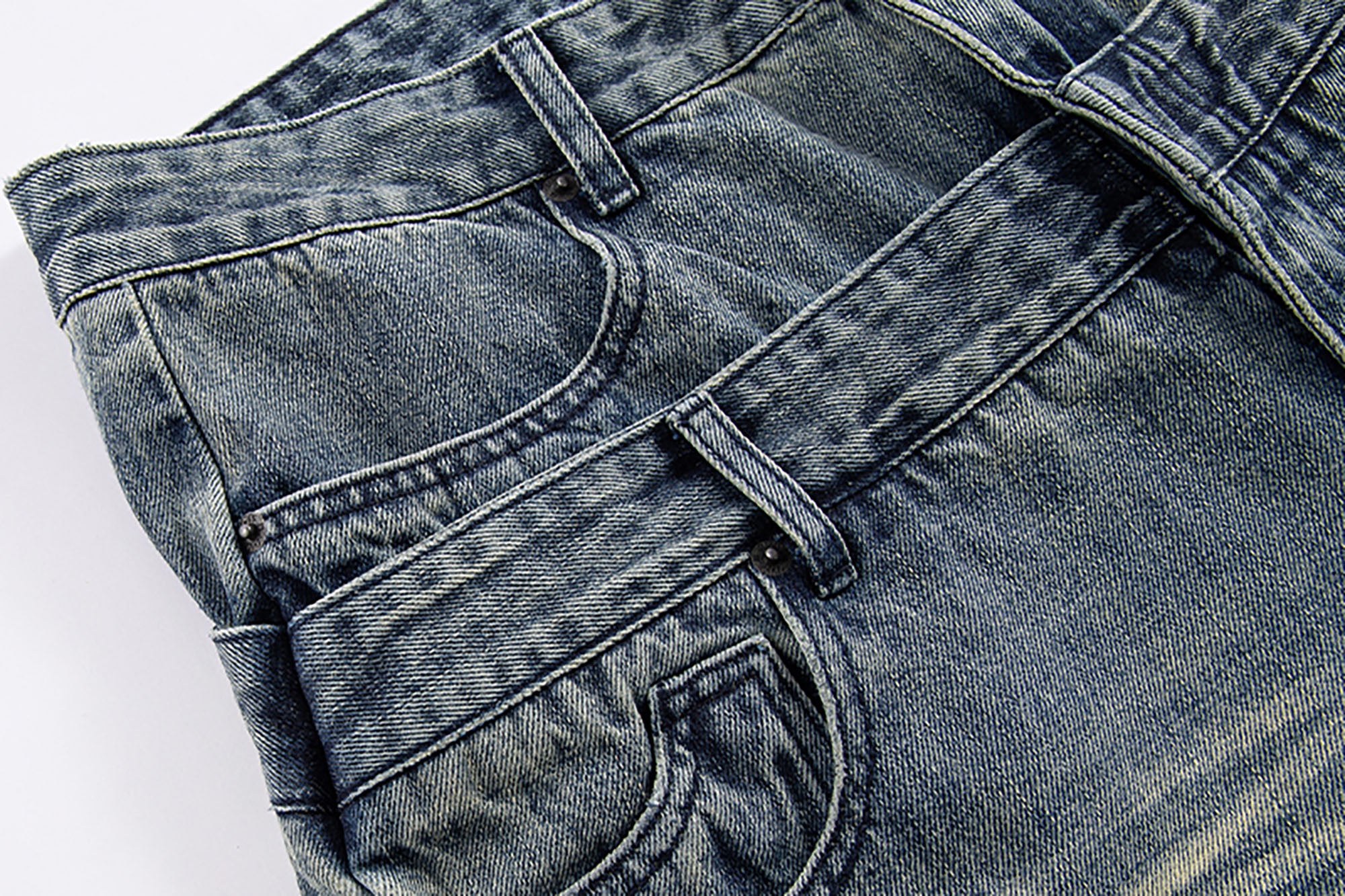 F2CE Double Waistband Washed Wide-Leg Jeans, premium urban and streetwear designers apparel on PROJECTISR.com, F2CE