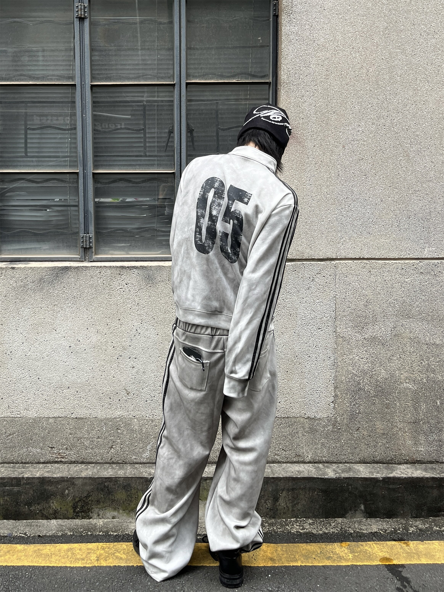 DETW Washed Skull Graphic Stand-Collar Jacket