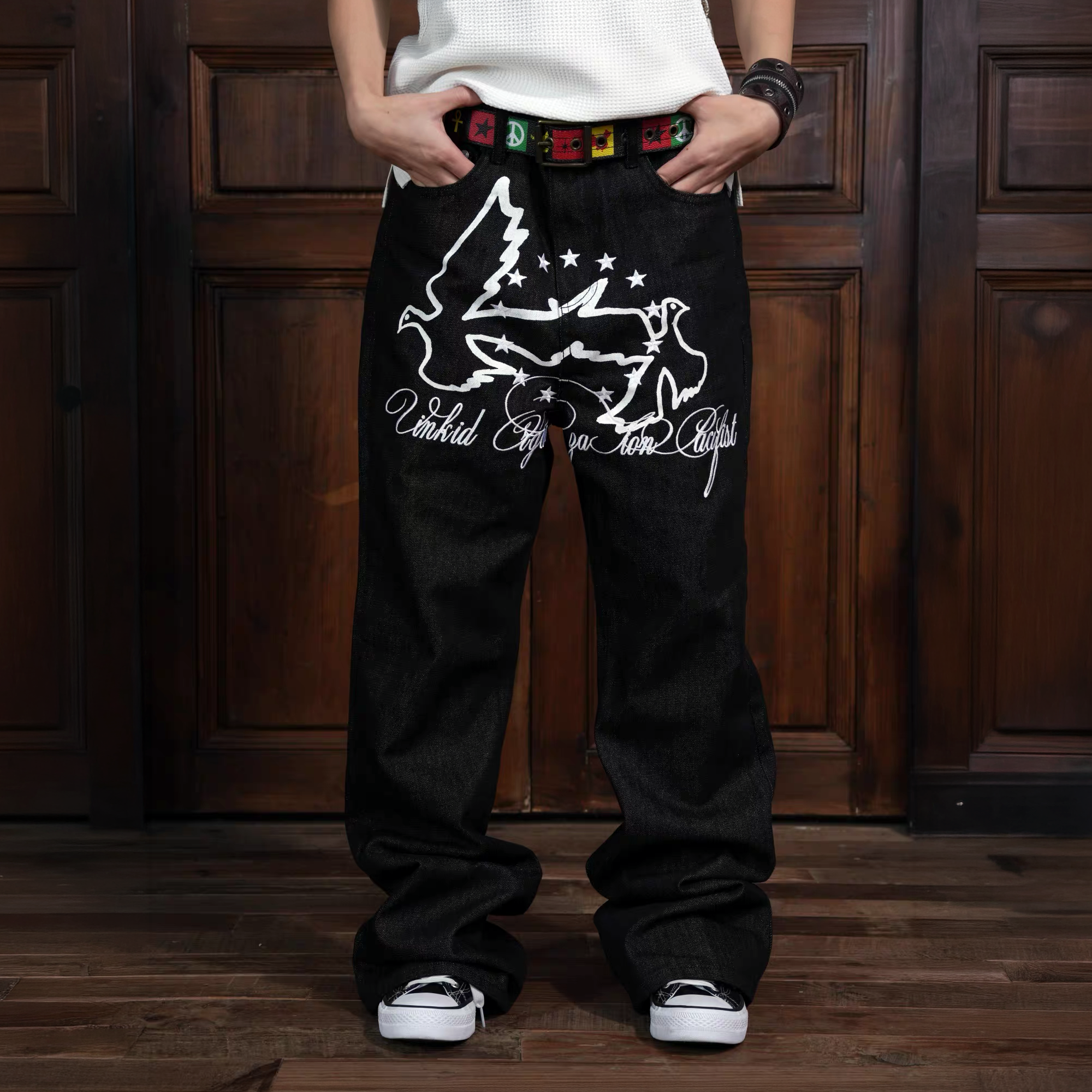 VINKID Double Pigeon Star Graphic Jeans