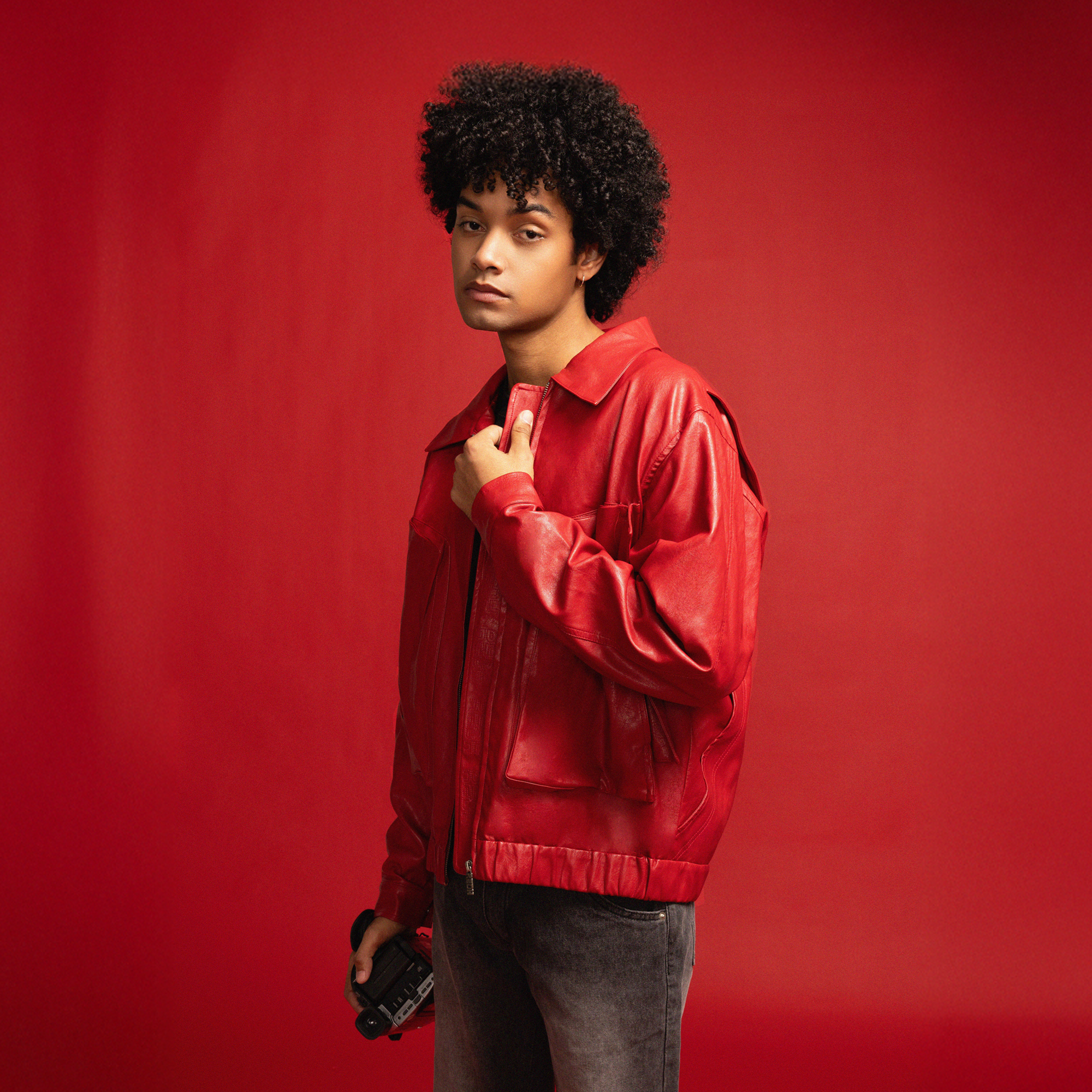 REDH Washed Faux Leather Cropped Blouson