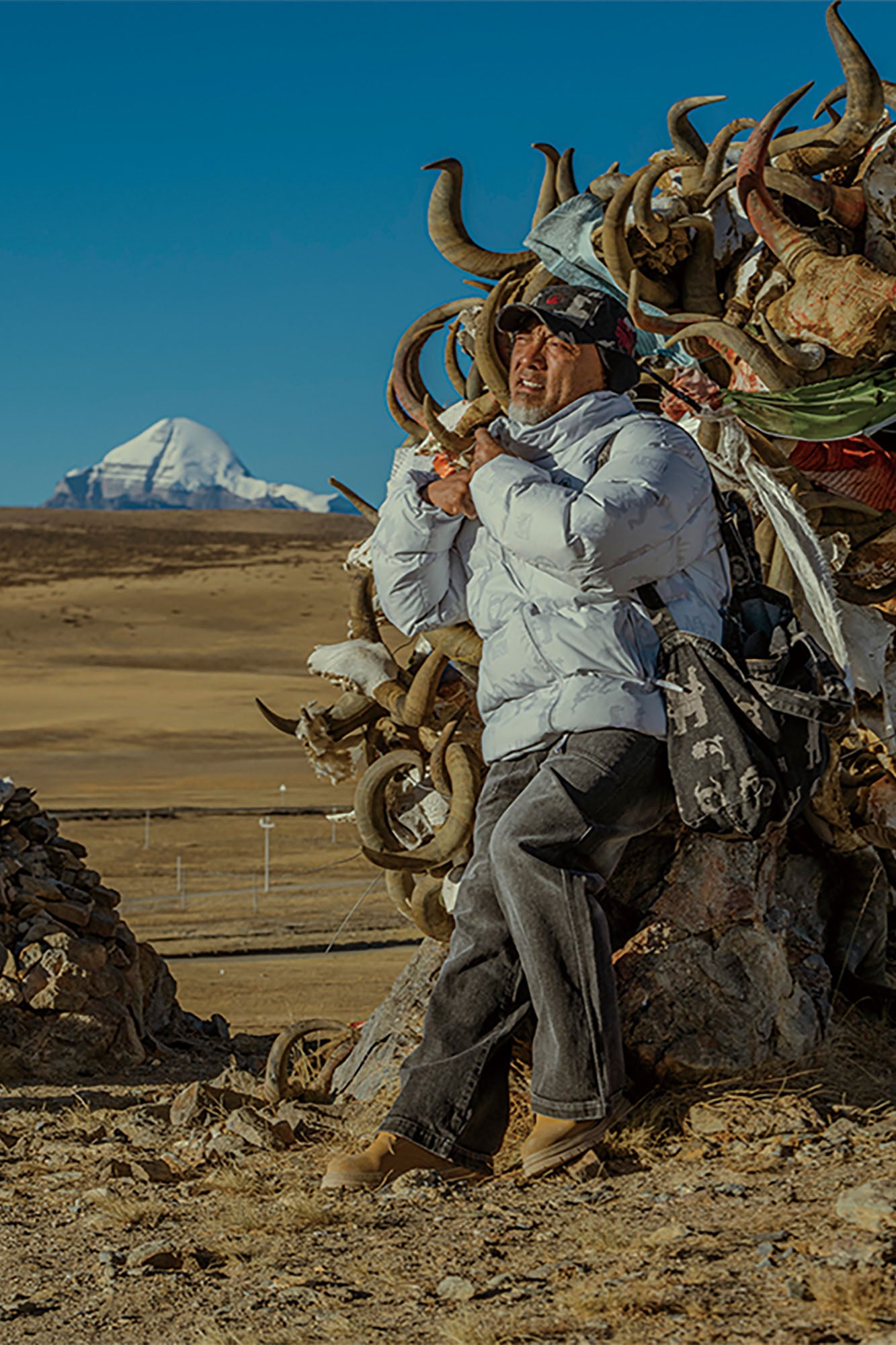 NERHI Asym Zip Full-Print Puffer Jacket