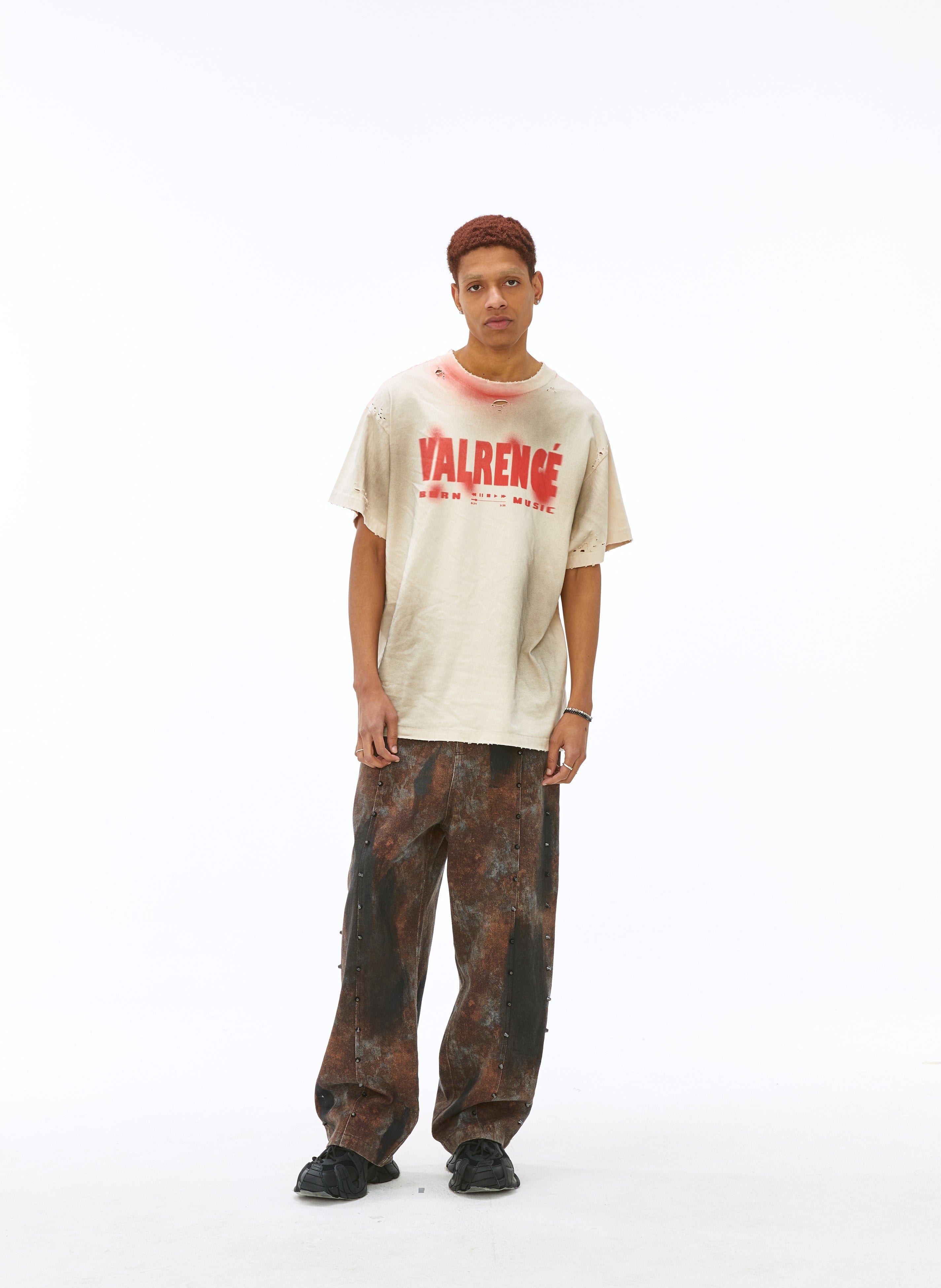 VANN VALRENCE Dirty Fit Studded Straight-Leg Jeans, premium urban and streetwear designers apparel on PROJECTISR.com, VANN VALRENCE