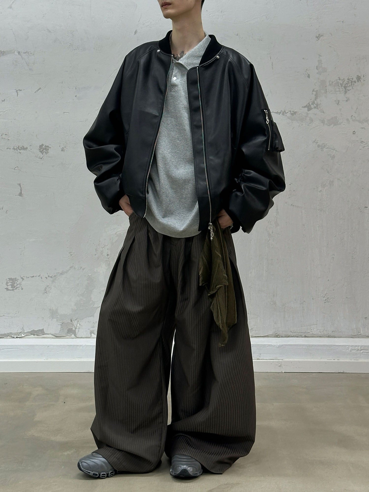 RELABEL Detachable Plush Scarf Ruched Hooded Jacket Black, premium urban and streetwear designers apparel on PROJECTISR.com, RELABEL