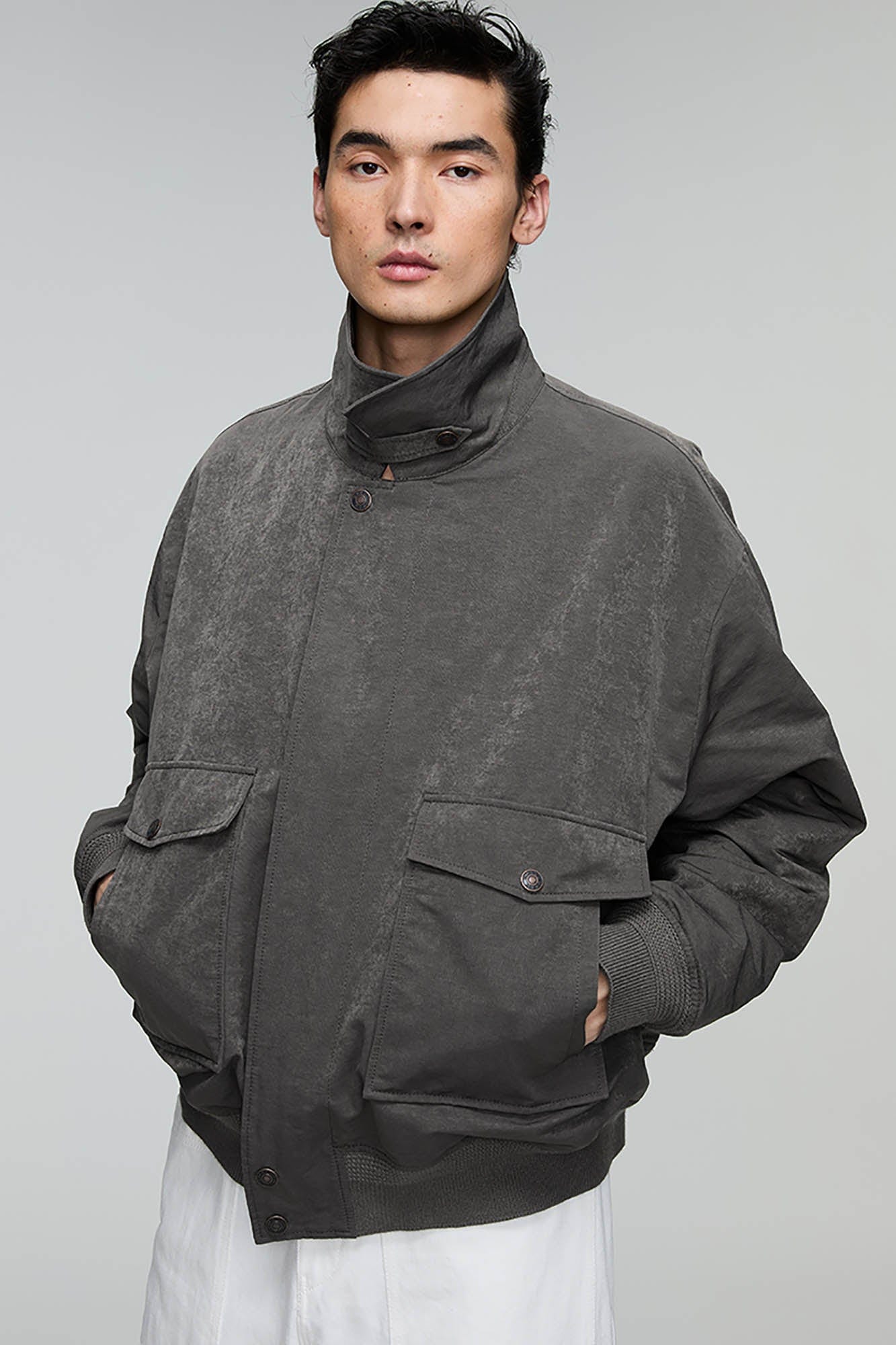 OPICLOTH Retro Stand-Collar Bomber Jacket, premium urban and streetwear designers apparel on PROJECTISR.com, OPICLOTH