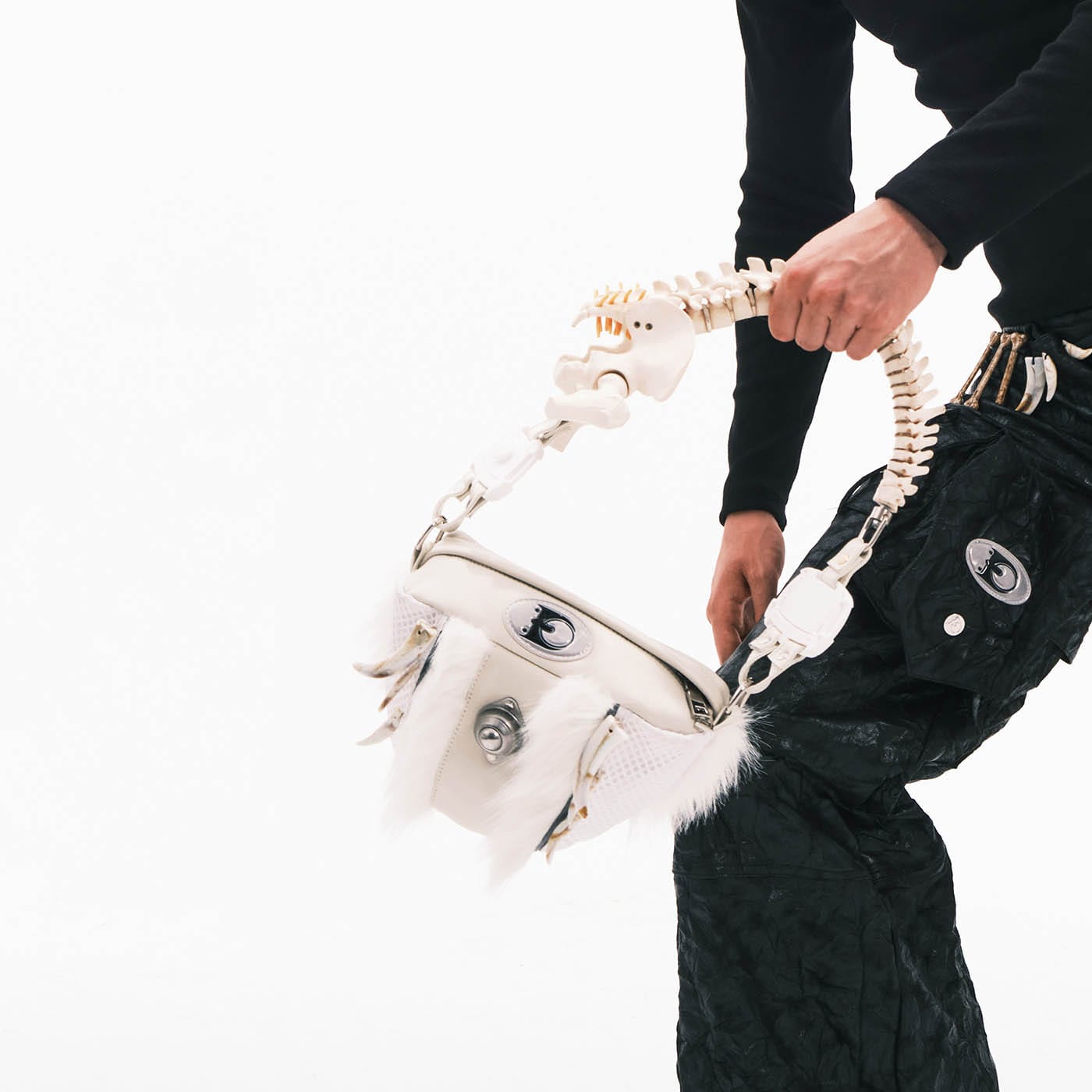 EMBRYO Skeleton Faux Fur Handbag, premium urban and streetwear designers apparel on PROJECTISR.com, EMBRYO