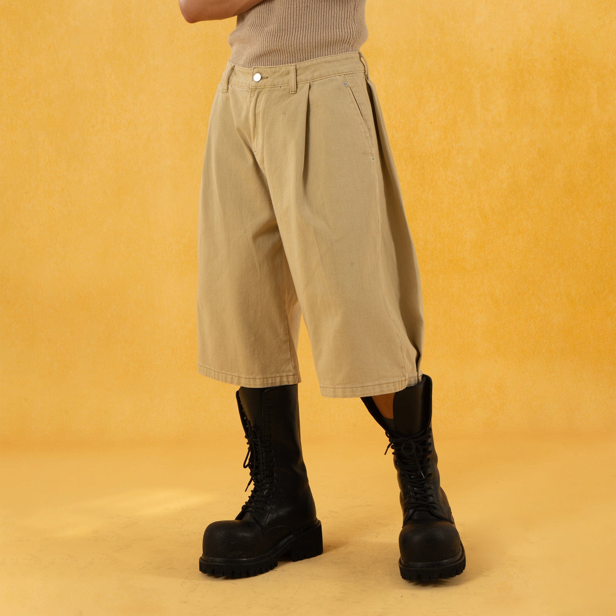 CLP Classic Rivet Pleated Oversized Shorts, premium urban and streetwear designers apparel on PROJECTISR.com, CLP