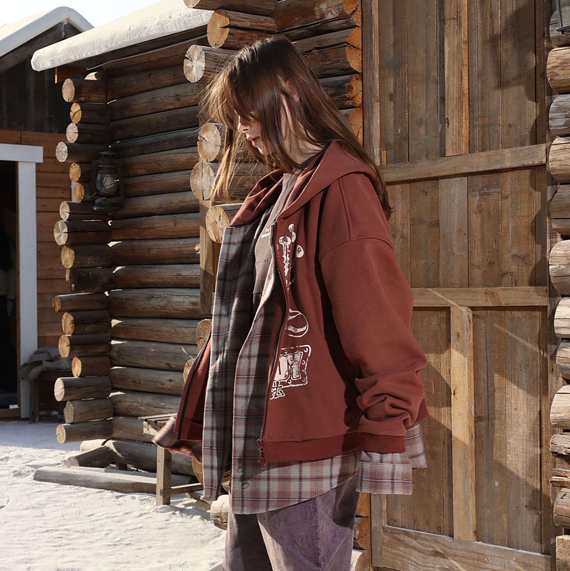 ERROR CODE ROBOT Plaid Faux-Layered Hooded Jacket, premium urban and streetwear designers apparel on PROJECTISR.com, ERROR CODE ROBOT